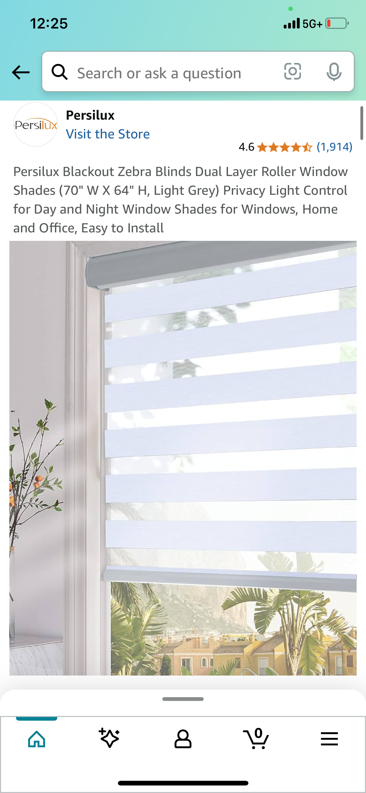 New - Zebra Blackout Blinds 70" x 64" (L791)