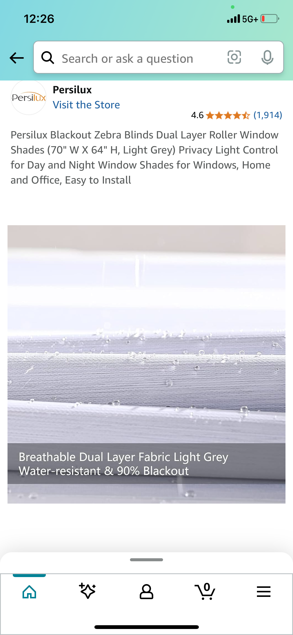 New - Zebra Blackout Blinds 70" x 64" (L791)