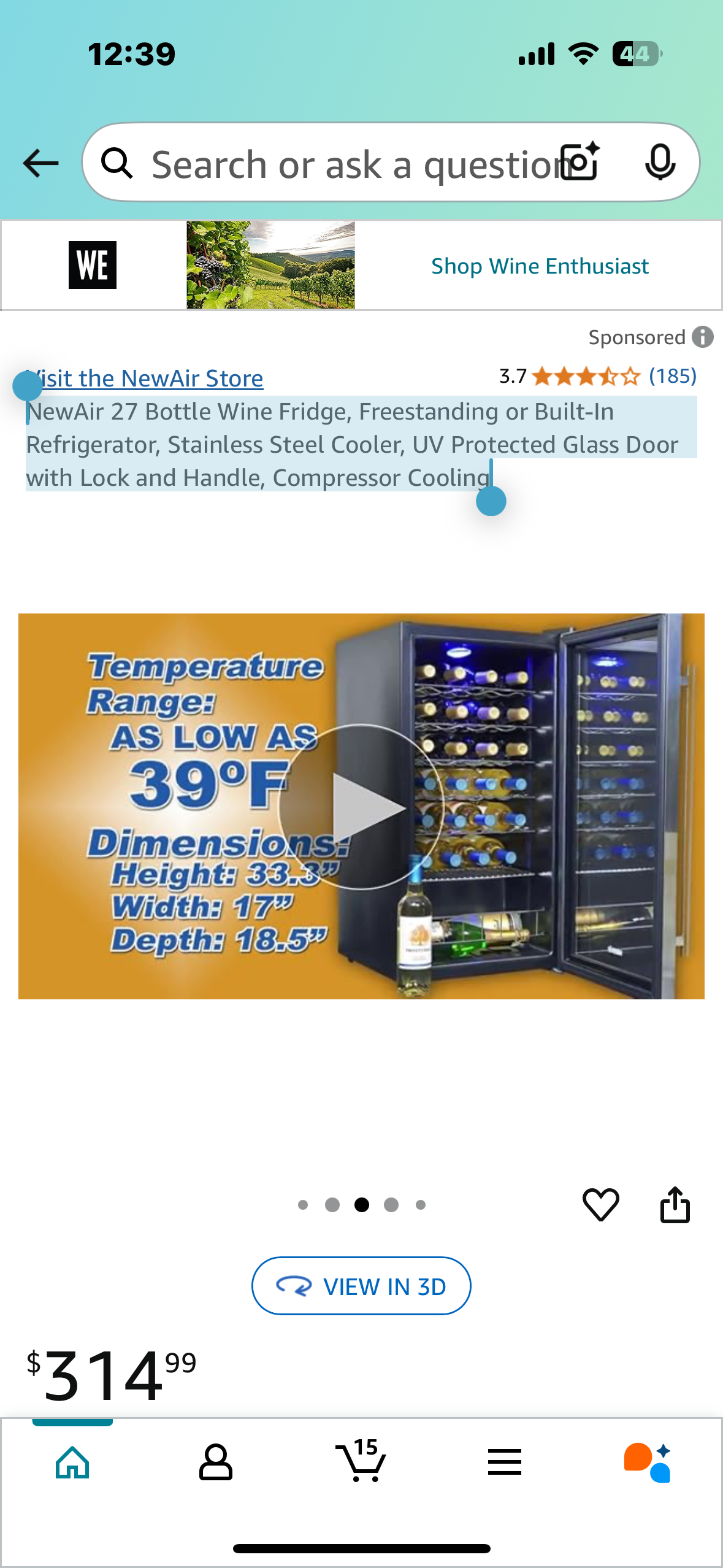 New - NewAir 27 Bottle Wine Fridge with Lock (R524)