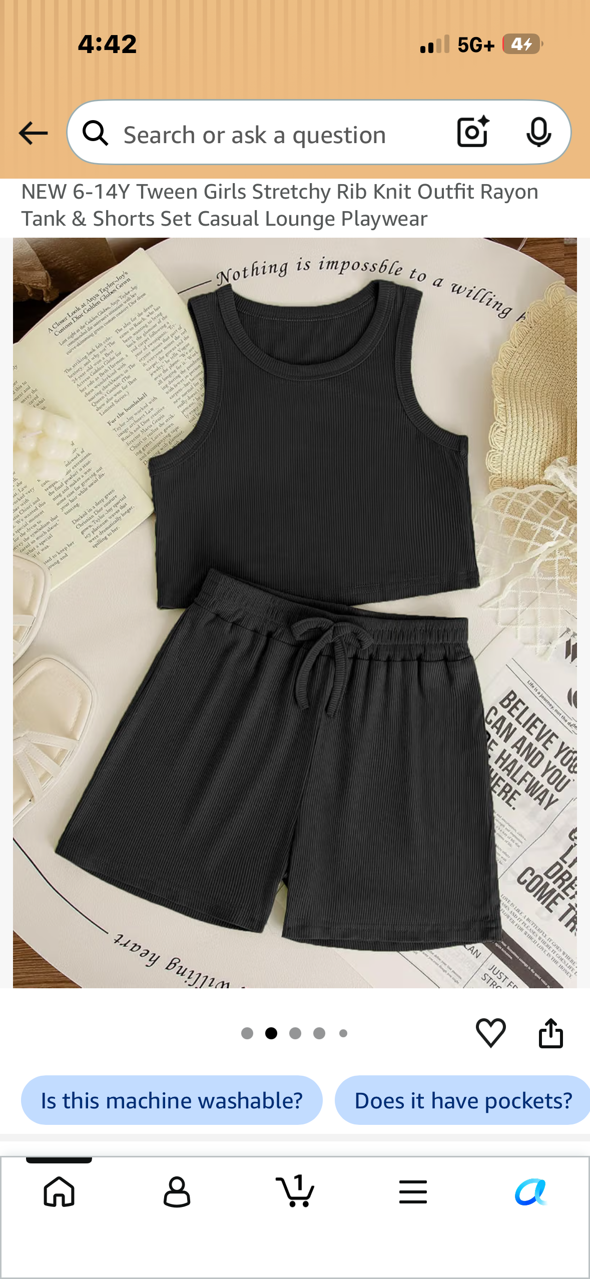 NEW 13-14Y Tween Girls Stretchy Rib Knit Outfit, Rayon Tank & Shorts Set, Casual Lounge Playwear