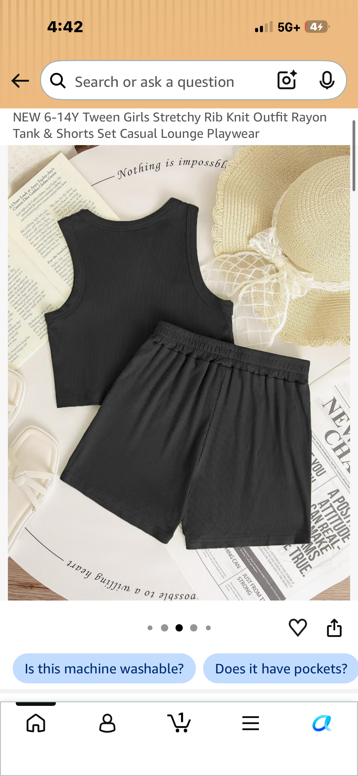 NEW 13-14Y Tween Girls Stretchy Rib Knit Outfit, Rayon Tank & Shorts Set, Casual Lounge Playwear