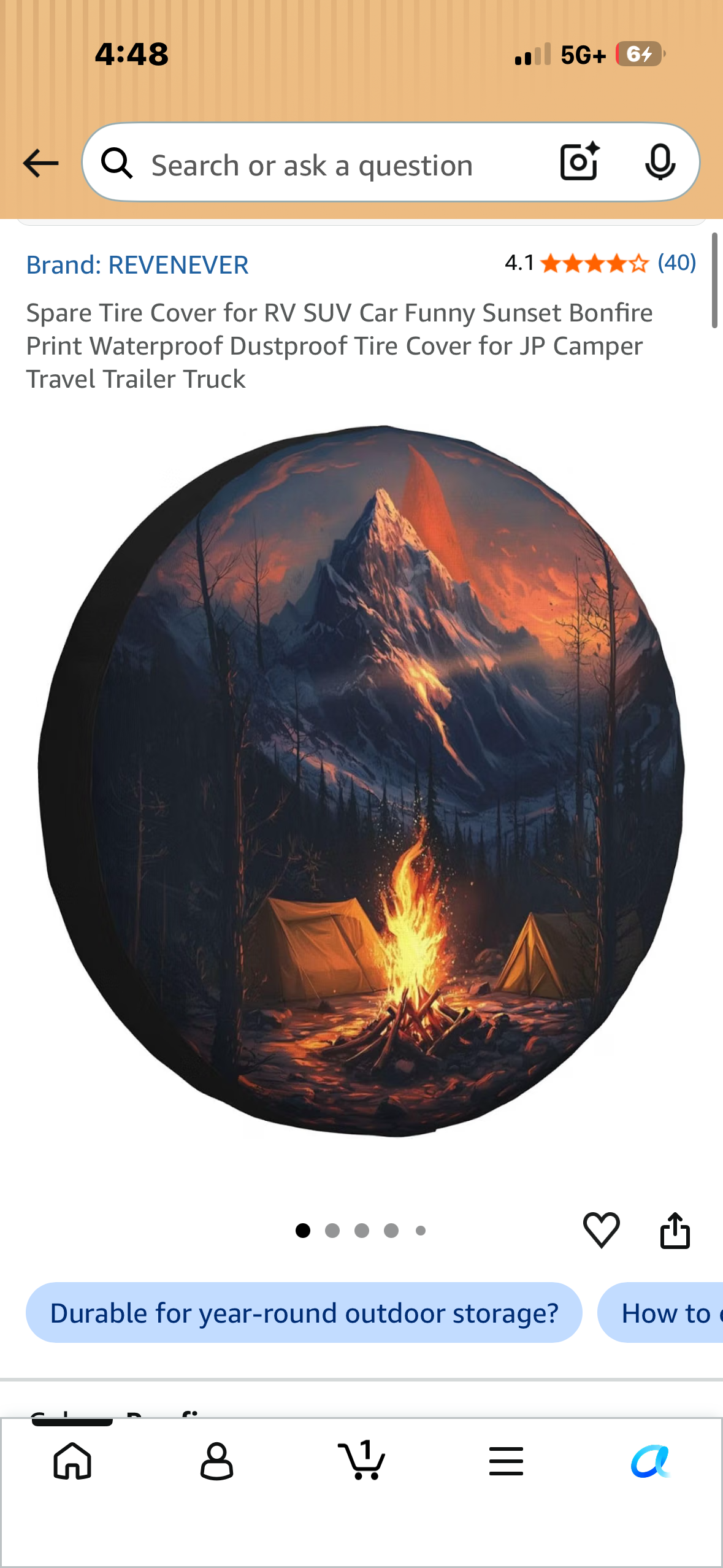 Spare Tire Cover for RV SUV Car Funny Sunset Bonfire Print Waterproof Dustproof Tire Cover for JP Camper Travel Trailer Truck (18” Tire Cover)