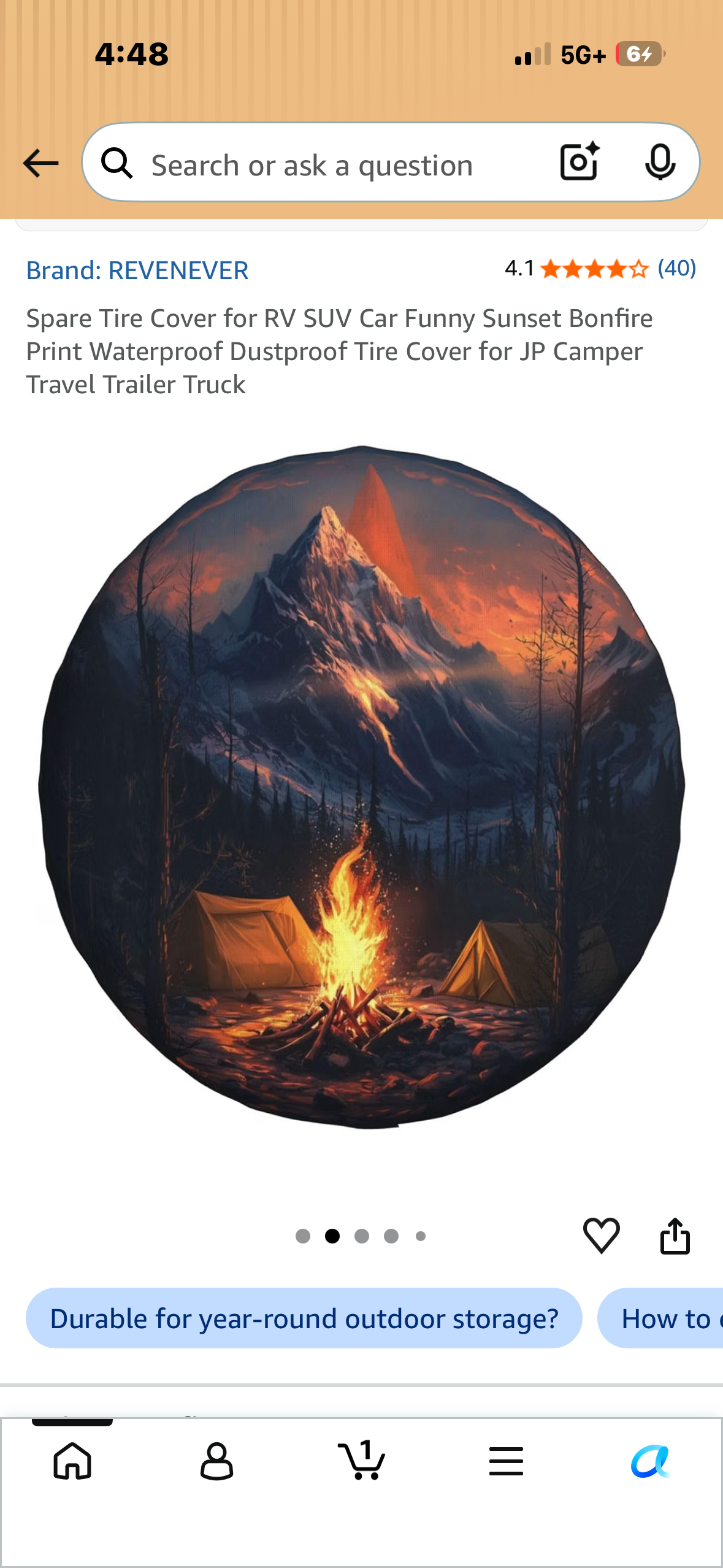 Spare Tire Cover for RV SUV Car Funny Sunset Bonfire Print Waterproof Dustproof Tire Cover for JP Camper Travel Trailer Truck (18” Tire Cover)