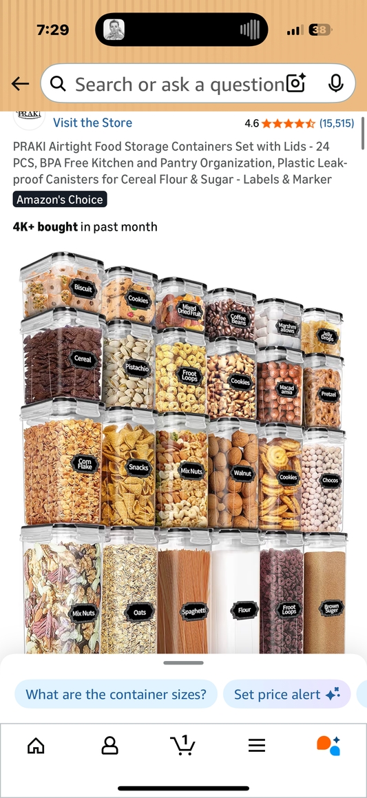 PRAKI Airtight Food Storage Containers Set with Lids - 24 PCS, BPA Free Kitchen and Pantry Organization, Plastic Leak-proof Canisters for Cereal Flour & Sugar - Labels & Marker