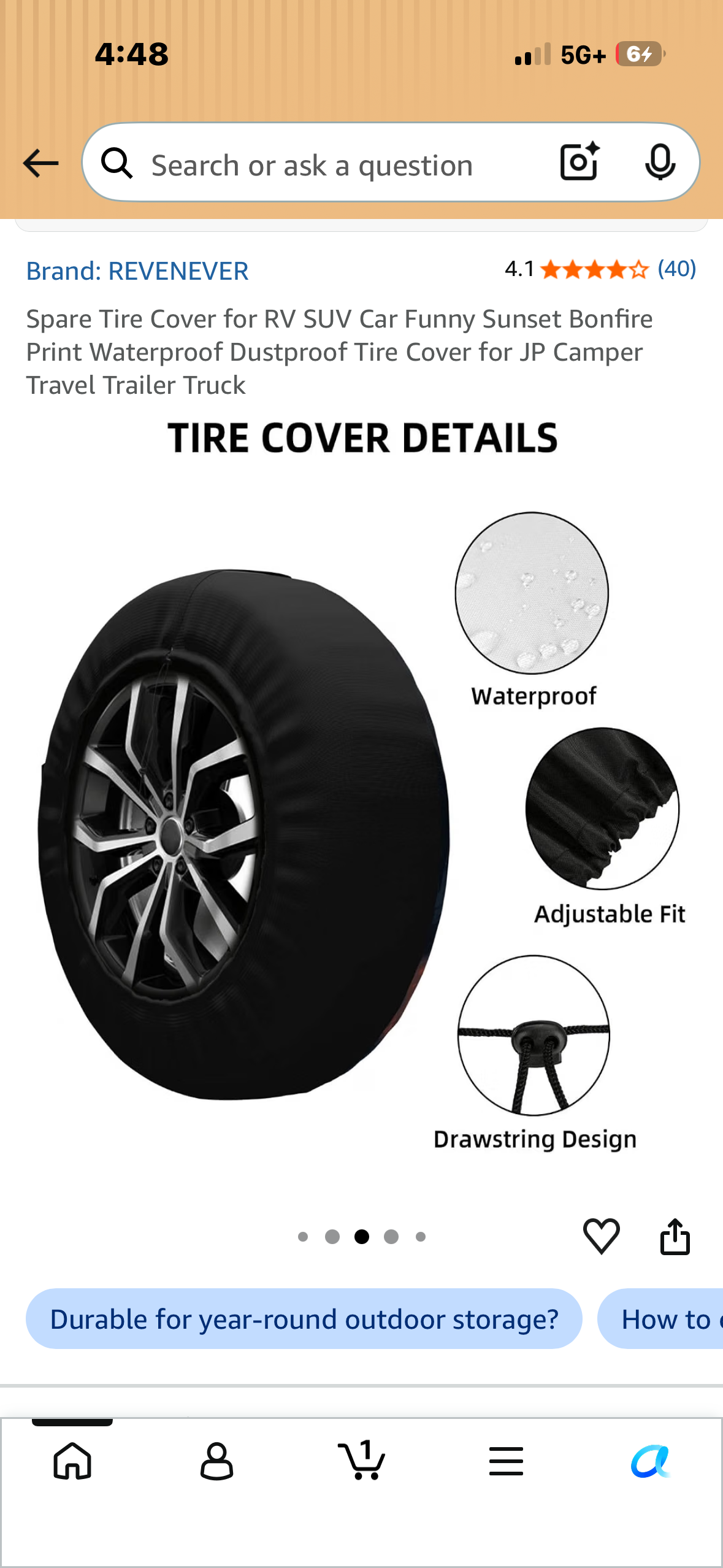 Spare Tire Cover for RV SUV Car Funny Sunset Bonfire Print Waterproof Dustproof Tire Cover for JP Camper Travel Trailer Truck (18” Tire Cover)