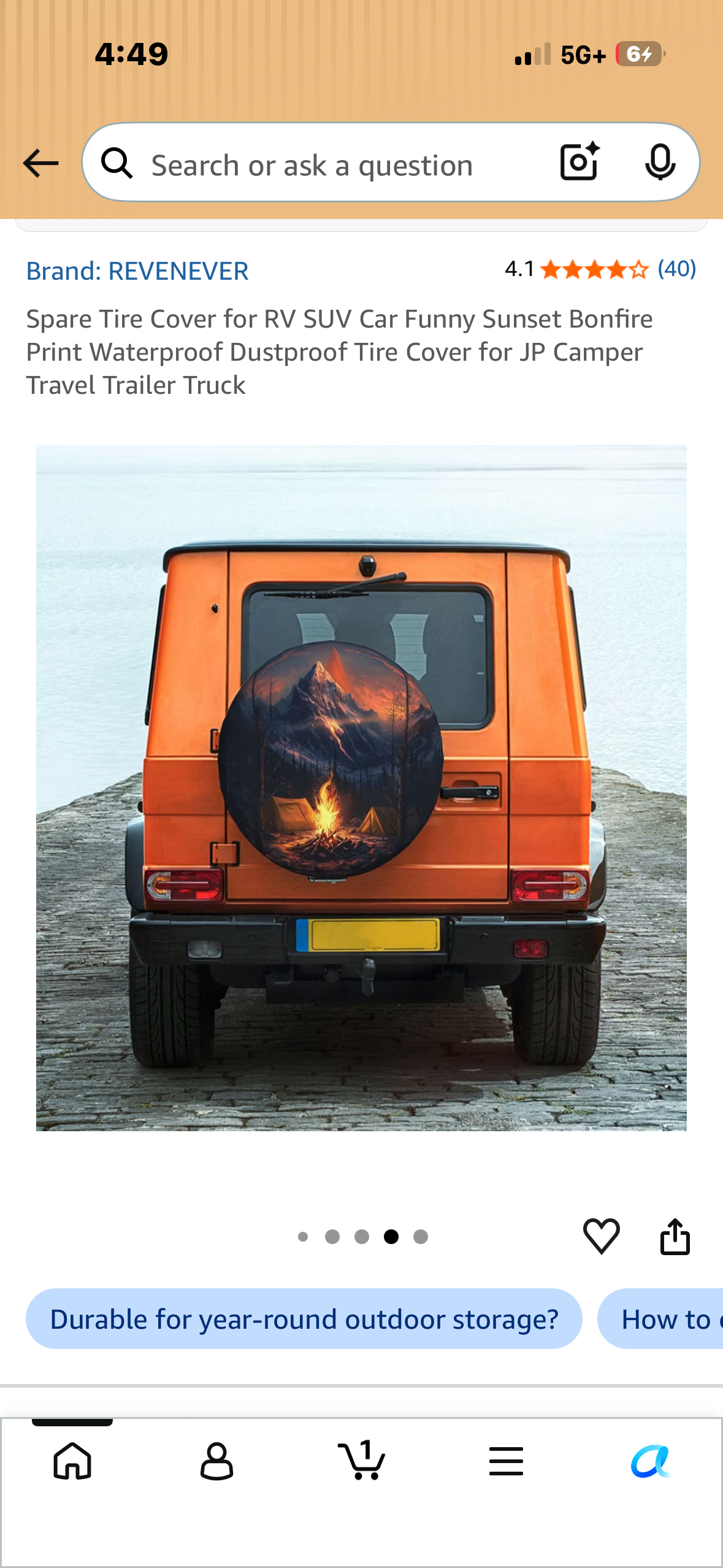 Spare Tire Cover for RV SUV Car Funny Sunset Bonfire Print Waterproof Dustproof Tire Cover for JP Camper Travel Trailer Truck (18” Tire Cover)
