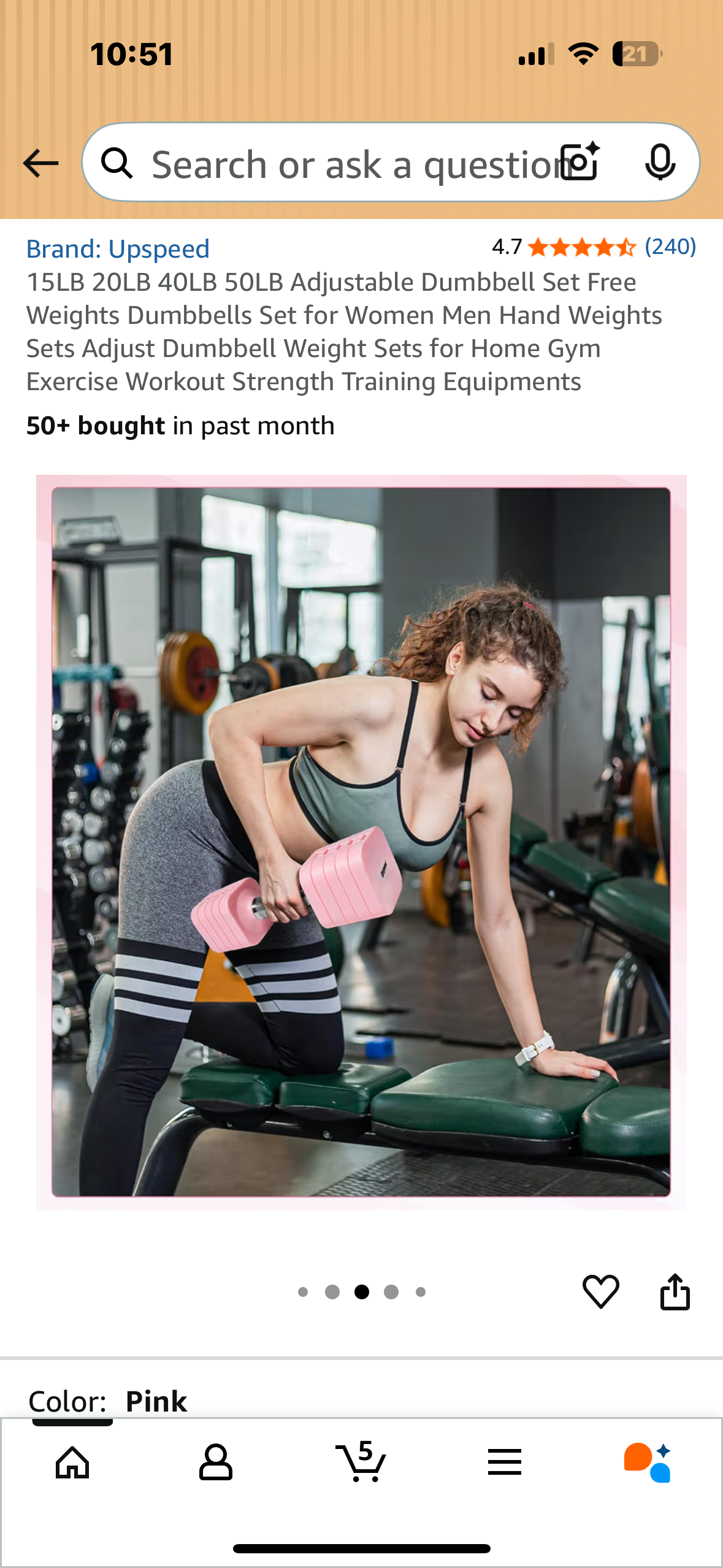 50LB Adjustable Dumbbell Set, Free Weights Set, Adjust Dumbbell Weight Sets for Home Gym Workout, Strength Training (W532)