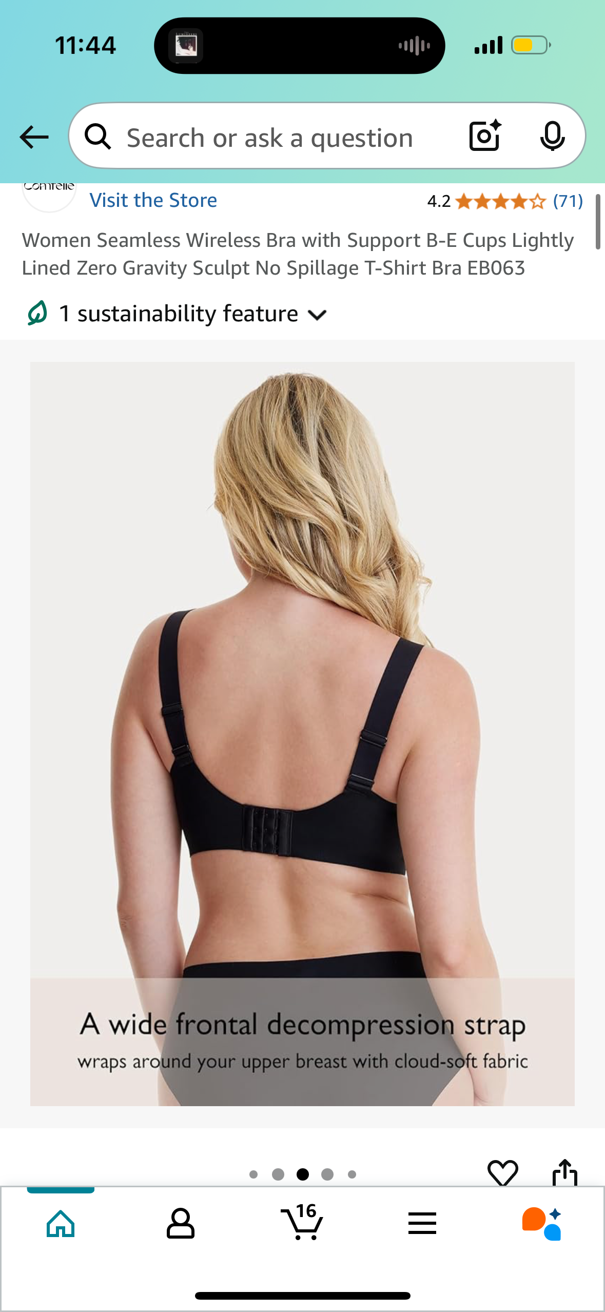 COMFELIE Wireless Bra with Support D-G Cups for Women Seamless Bra, Zero Gravity Sculpt 1-Inch Uplift Full Coverage Bra EB066 Black Small Plus