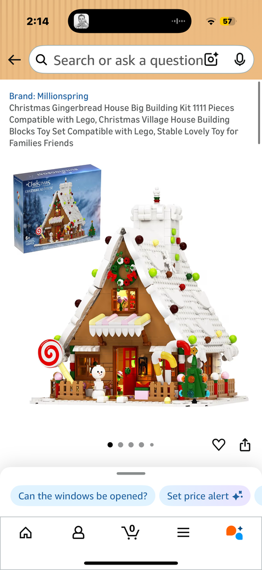 Christmas Gingerbread House Big Building Kit 1111 Pieces Compatible with Lego, Christmas Village House Building Blocks Toy Set Compatible with Lego, Stable Lovely Toy for Families Friends