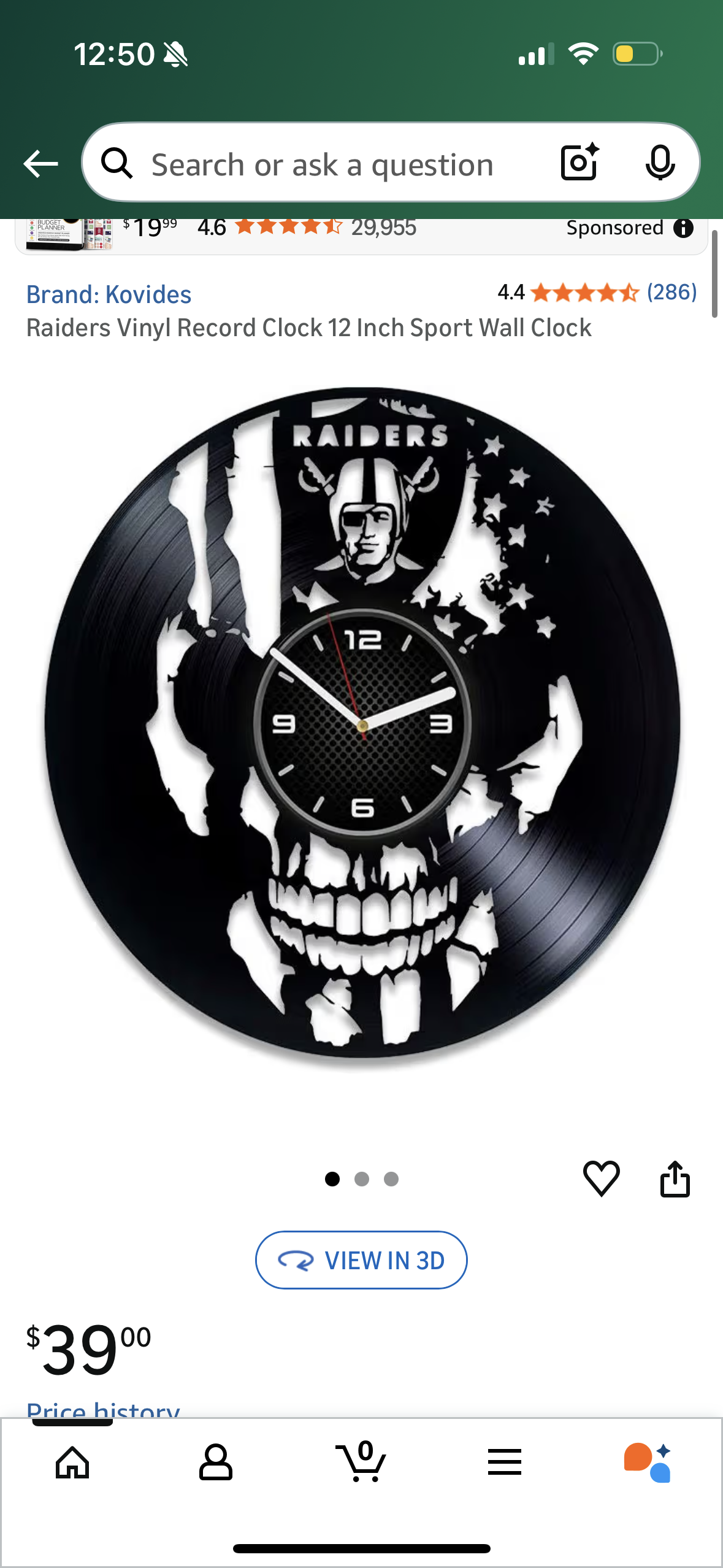 Raiders Vinyl Record Clock 12 Inch Sport Wall Clock