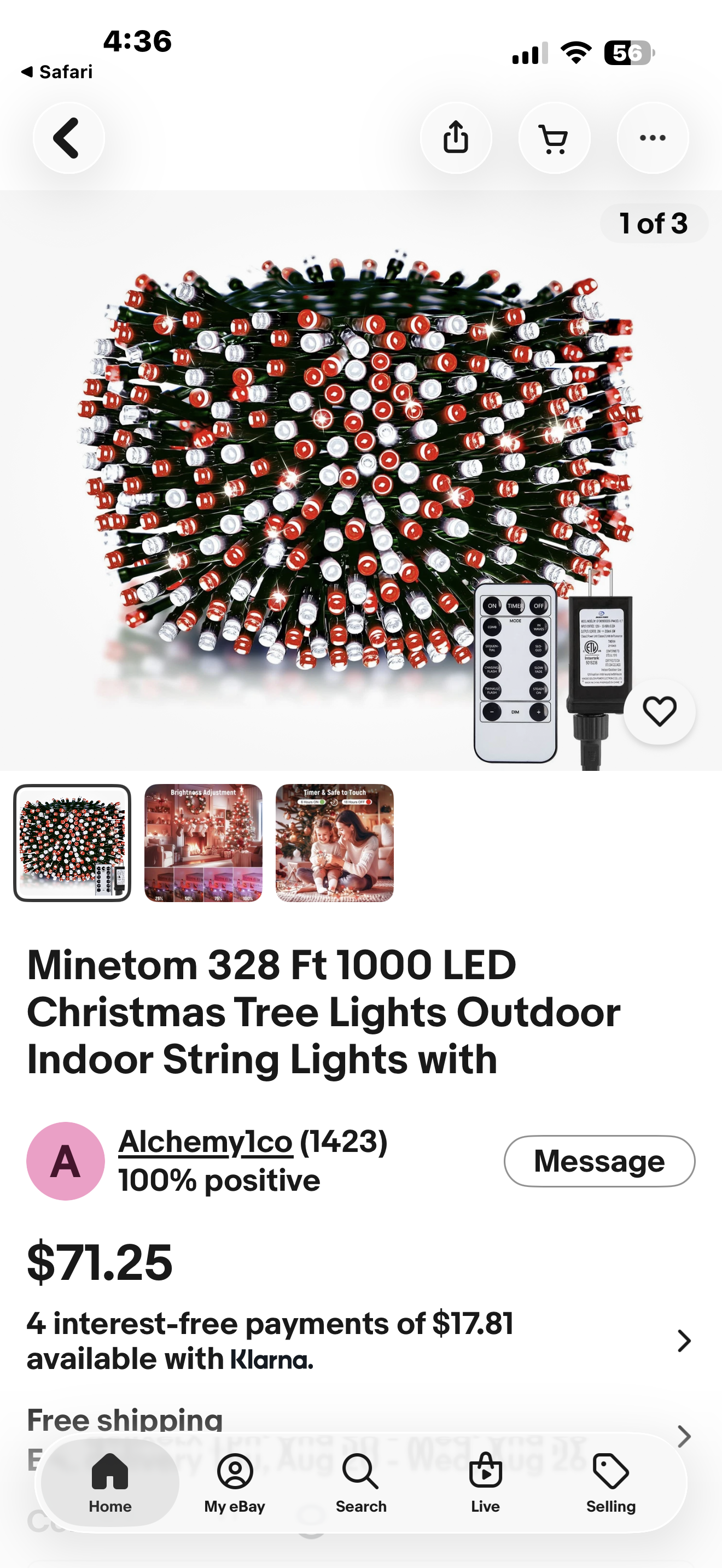 Minetom 328 Ft 1000 LED Christmas Tree Lights Outdoor Indoor String Lights with 8 Modes Waterproof Twinkle Xmas Light with Remote, Plug in Rice Lights for Tree Christmas Decorations, Red & Cool White