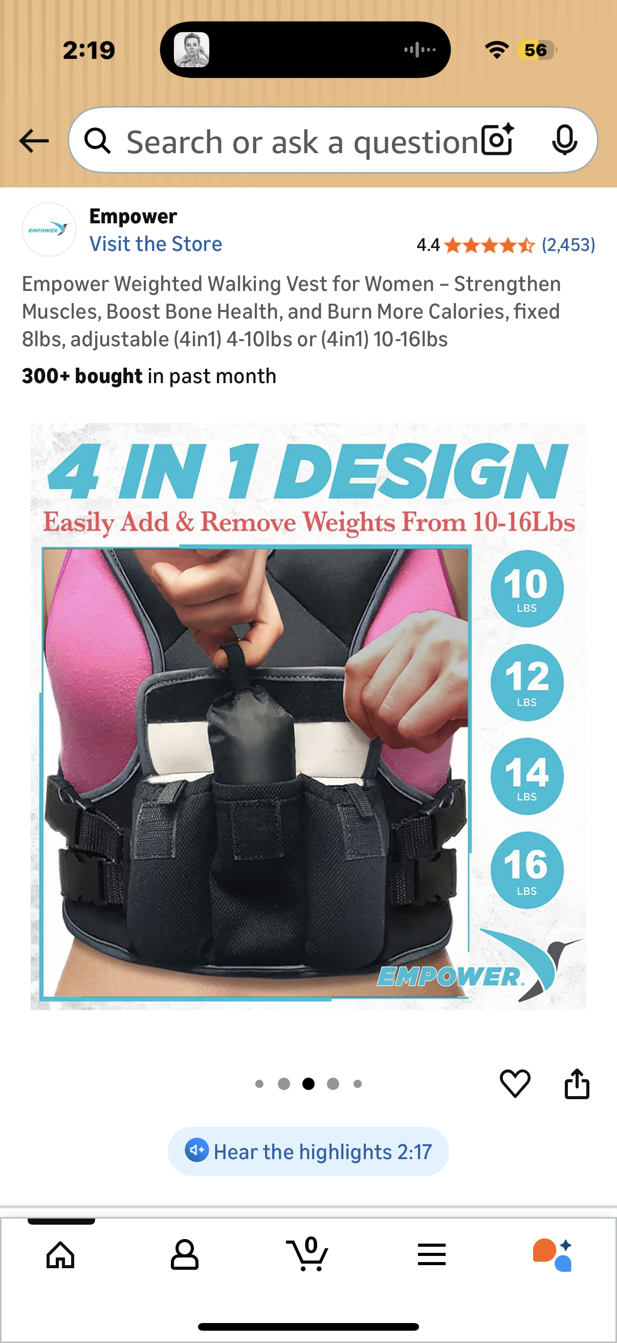 Empower Weighted Walking Vest for Women – Strengthen Muscles, Boost Bone Health, and Burn More Calories, fixed 8lbs, adjustable (4in1) 4-10lbs or (4in1) 10-16lbs