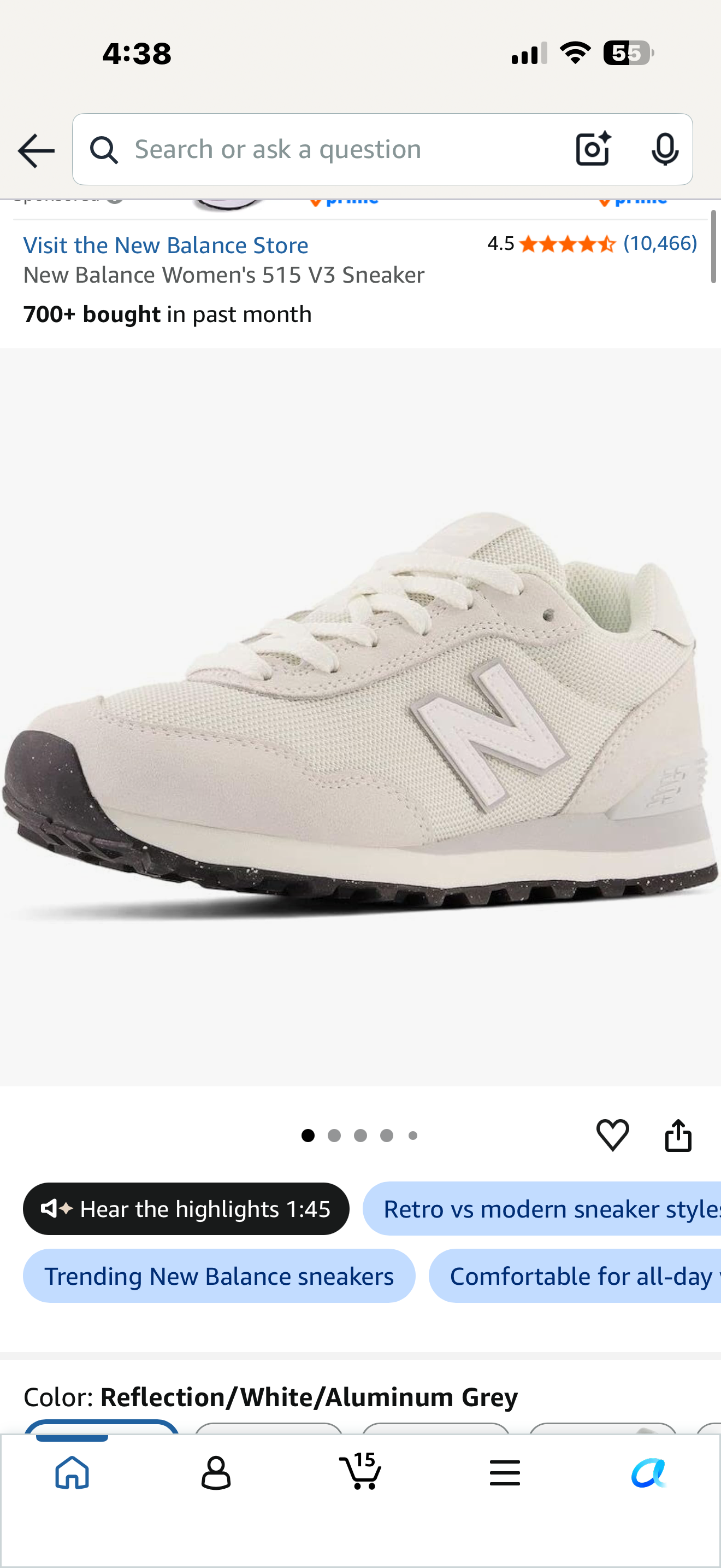 New Balance Women's 515 V3 Sneaker (Women’s 8)