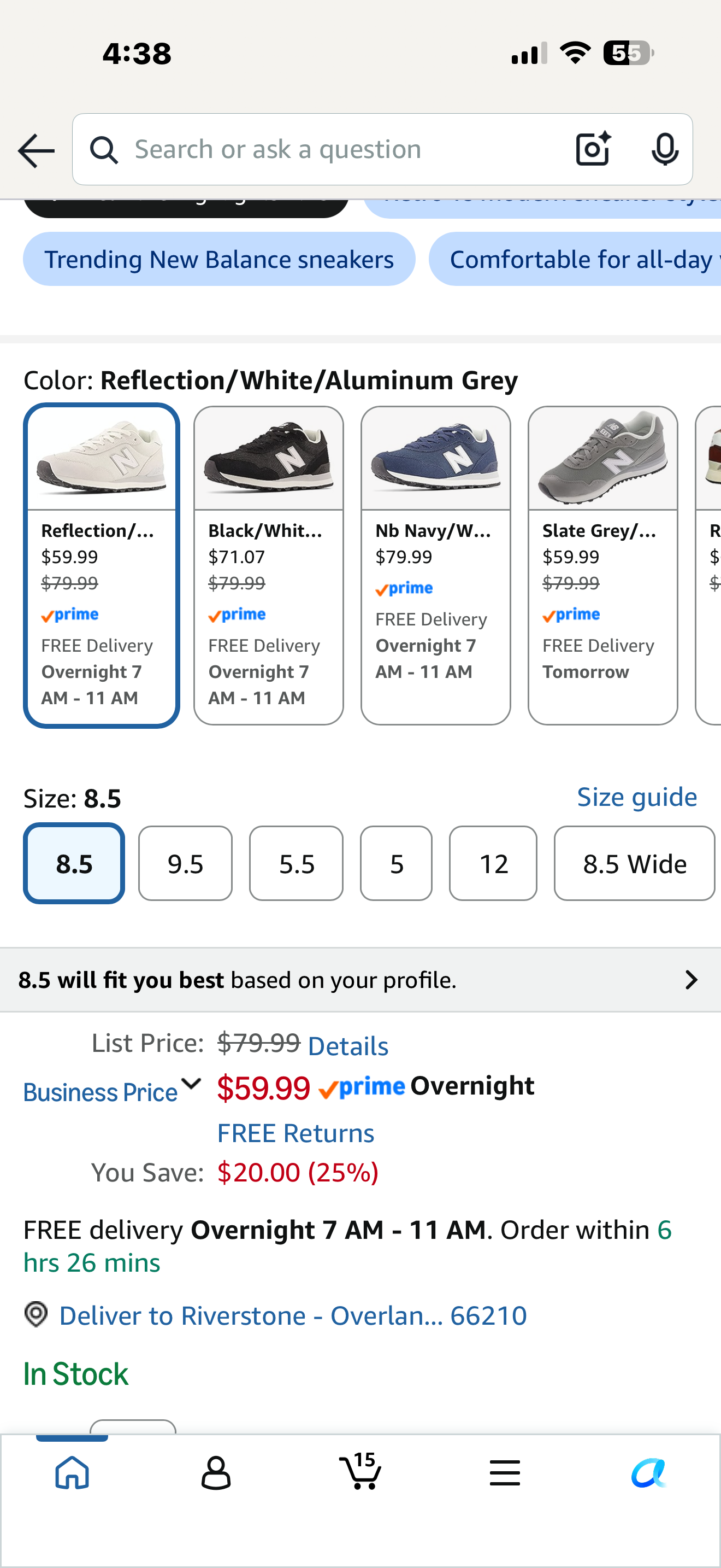 New Balance Women's 515 V3 Sneaker (Women’s 8)