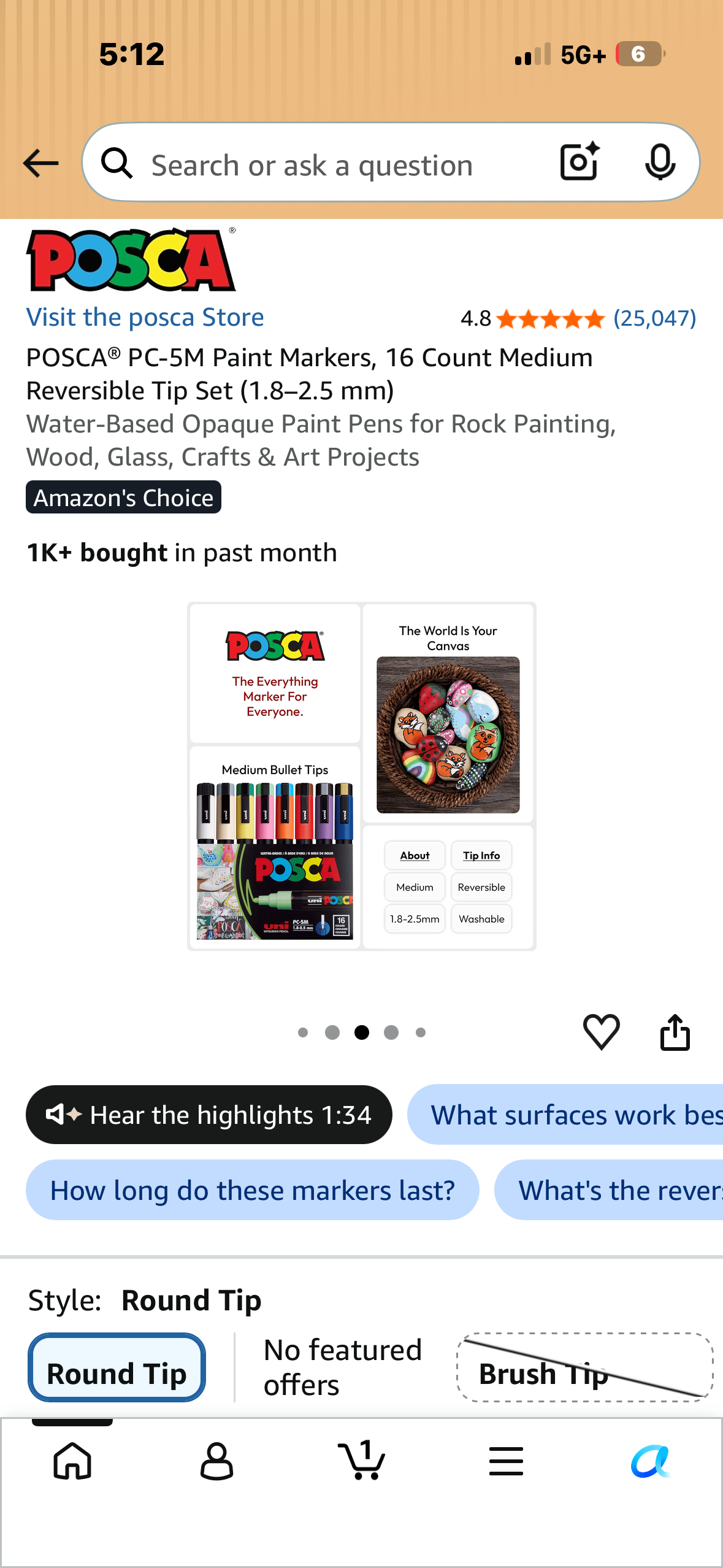 POSCA® PC-5M Paint Markers, 16 Count Medium Reversible Tip Set (1.8–2.5 mm) Water-Based Opaque Paint Pens for Rock Painting, Wood, Glass, Crafts & Art Projects