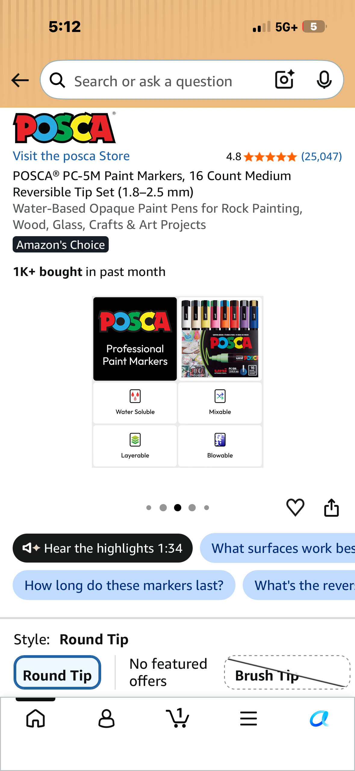 POSCA® PC-5M Paint Markers, 16 Count Medium Reversible Tip Set (1.8–2.5 mm) Water-Based Opaque Paint Pens for Rock Painting, Wood, Glass, Crafts & Art Projects