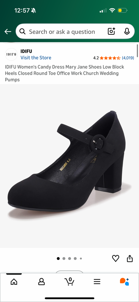 IDIFU Women's Candy Dress Mary Jane Shoes Low Block Heels Closed Round Toe Office Work Church Wedding Pumps (Size 11)