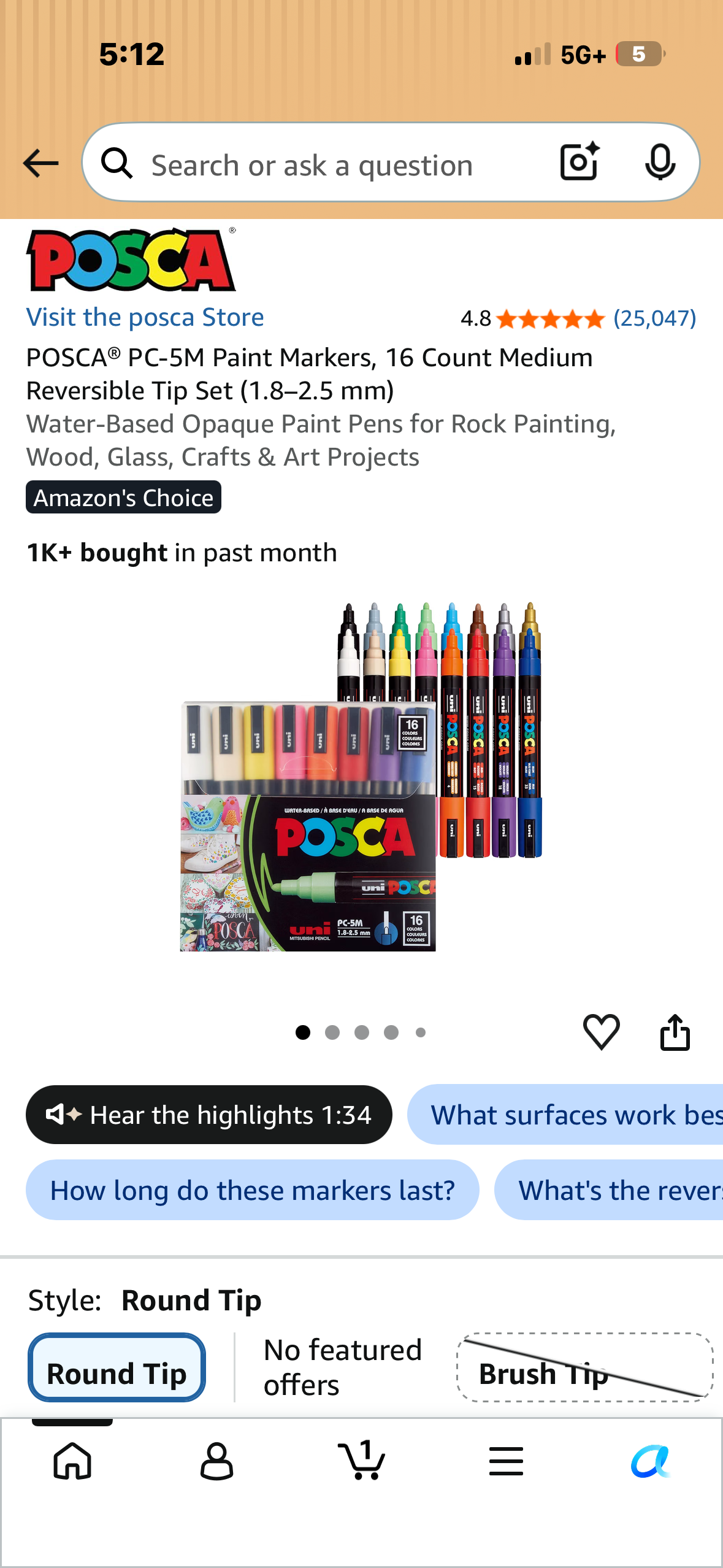POSCA® PC-5M Paint Markers, 16 Count Medium Reversible Tip Set (1.8–2.5 mm) Water-Based Opaque Paint Pens for Rock Painting, Wood, Glass, Crafts & Art Projects