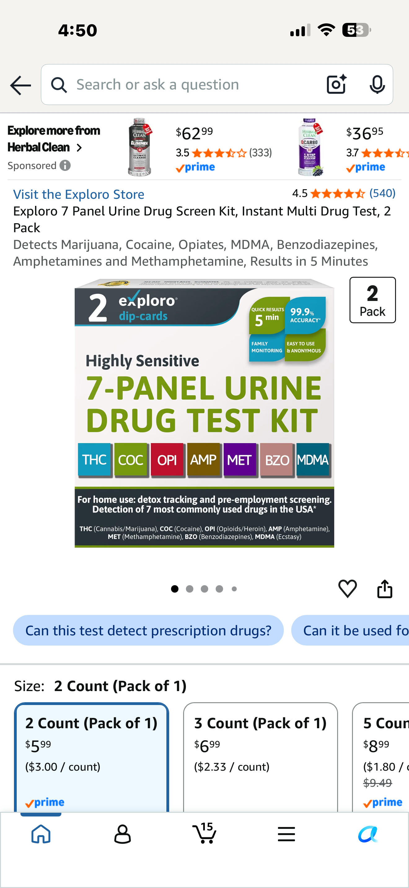 Exploro 7 Panel Urine Drug Screen Kit, Instant Multi Drug Test, 2 Pack