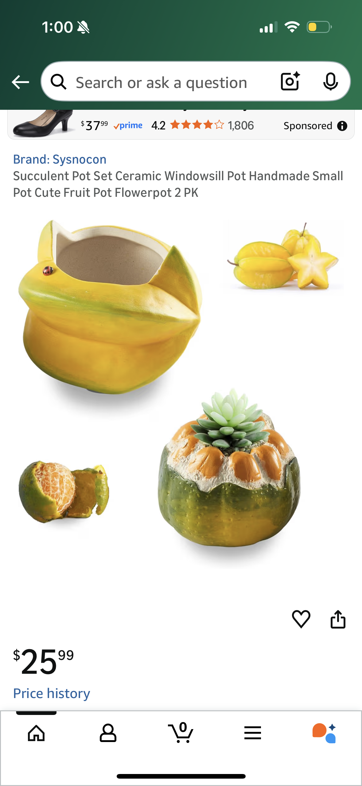 Succulent Pot Set Ceramic Windowsill Pot Handmade Small Pot Cute Fruit Pot Flowerpot 2 PK