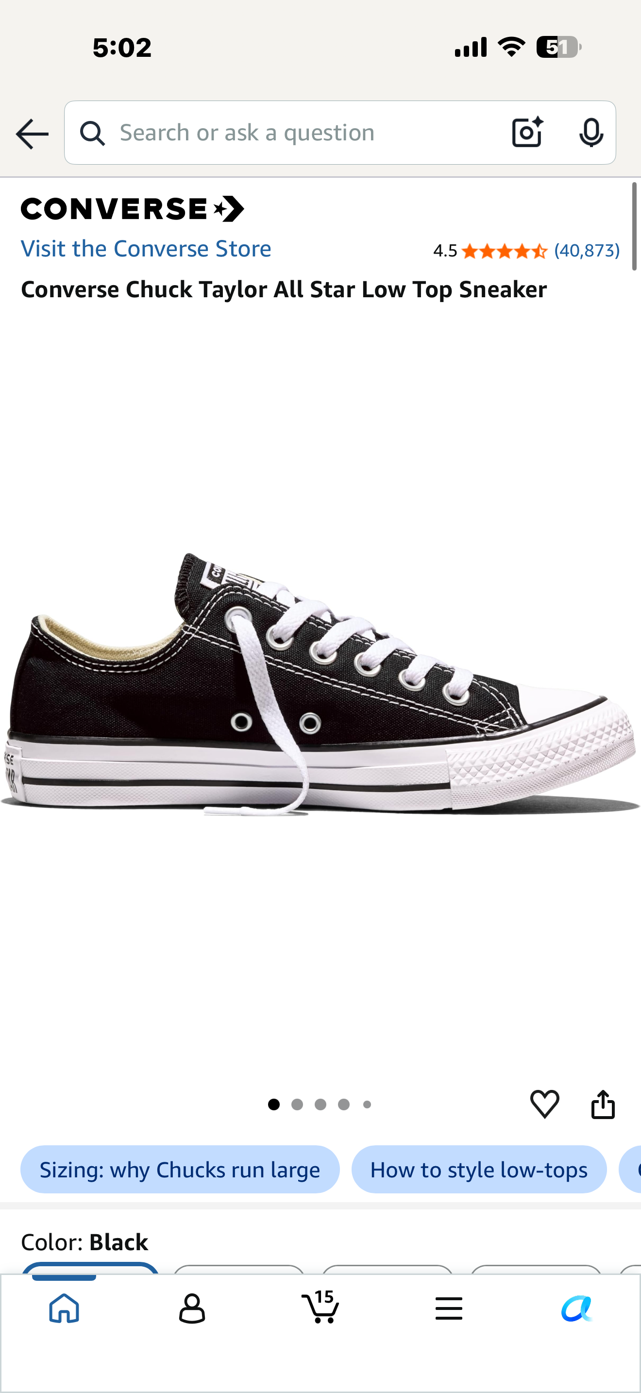 Converse Chuck Taylor All Star Low Top Sneaker (Women’s 7.5)
