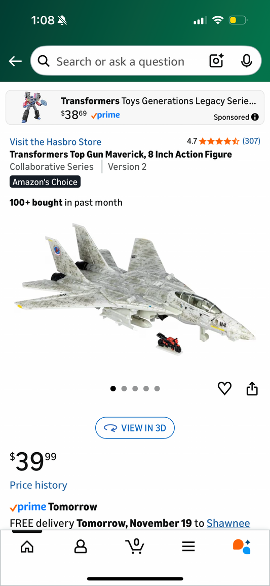 Transformers Top Gun Maverick, 8 Inch Action Figure