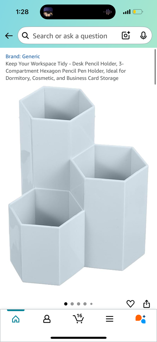 Keep Your Workspace Tidy - Desk Pencil Holder, 3-Compartment Hexagon Pencil Pen Holder, Ideal for Dormitory, Cosmetic, and Business Card Storage