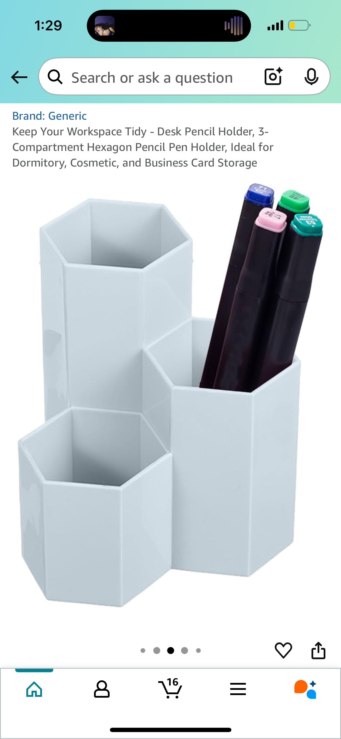 Keep Your Workspace Tidy - Desk Pencil Holder, 3-Compartment Hexagon Pencil Pen Holder, Ideal for Dormitory, Cosmetic, and Business Card Storage
