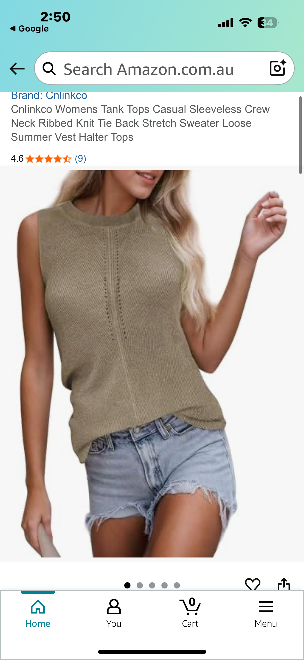 Women’s Casual Sleeveless Crew Neck Ribbed Knit Tie Back Loose Halter Sweater Top (Size S)