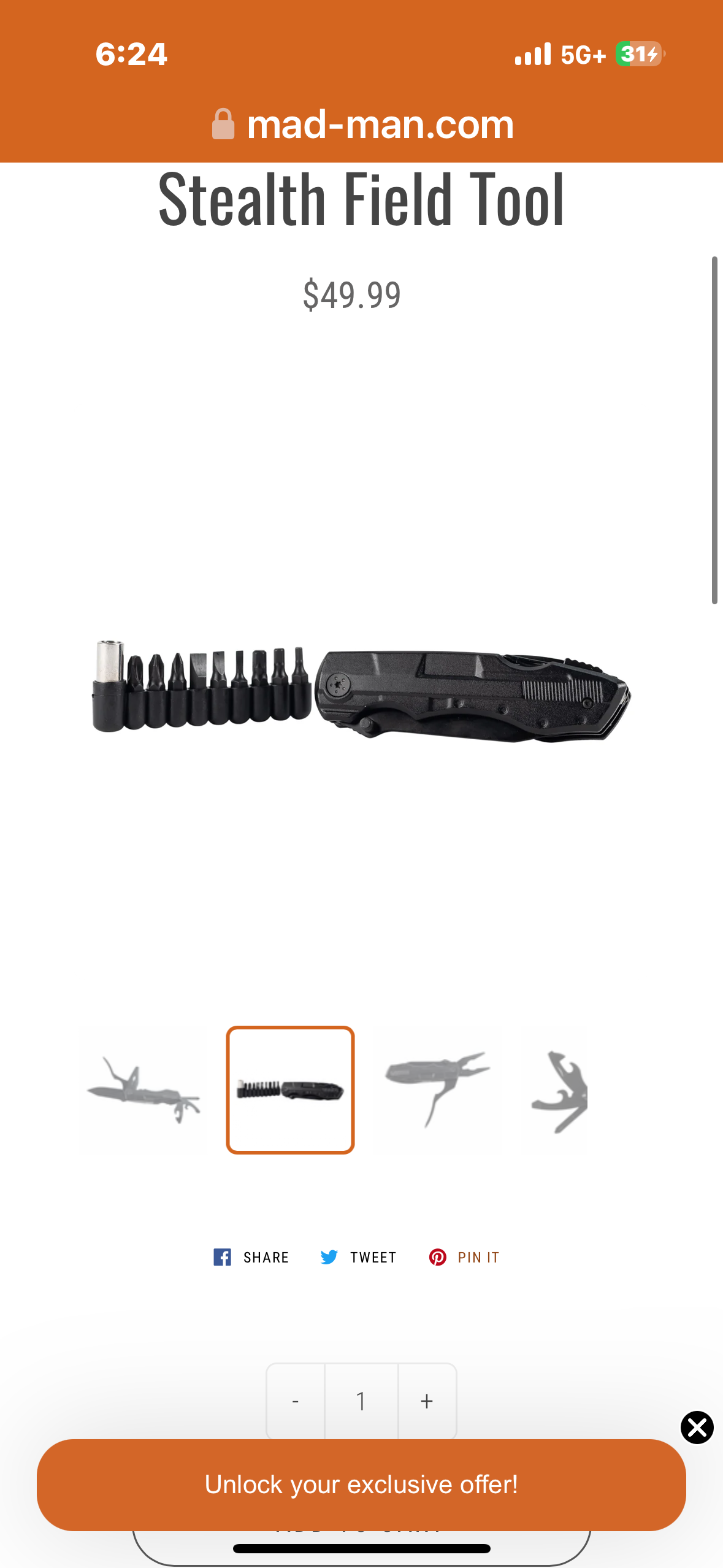 Mad Man Stealth Field Multi-Tool, Men's Accessories Tool Kit