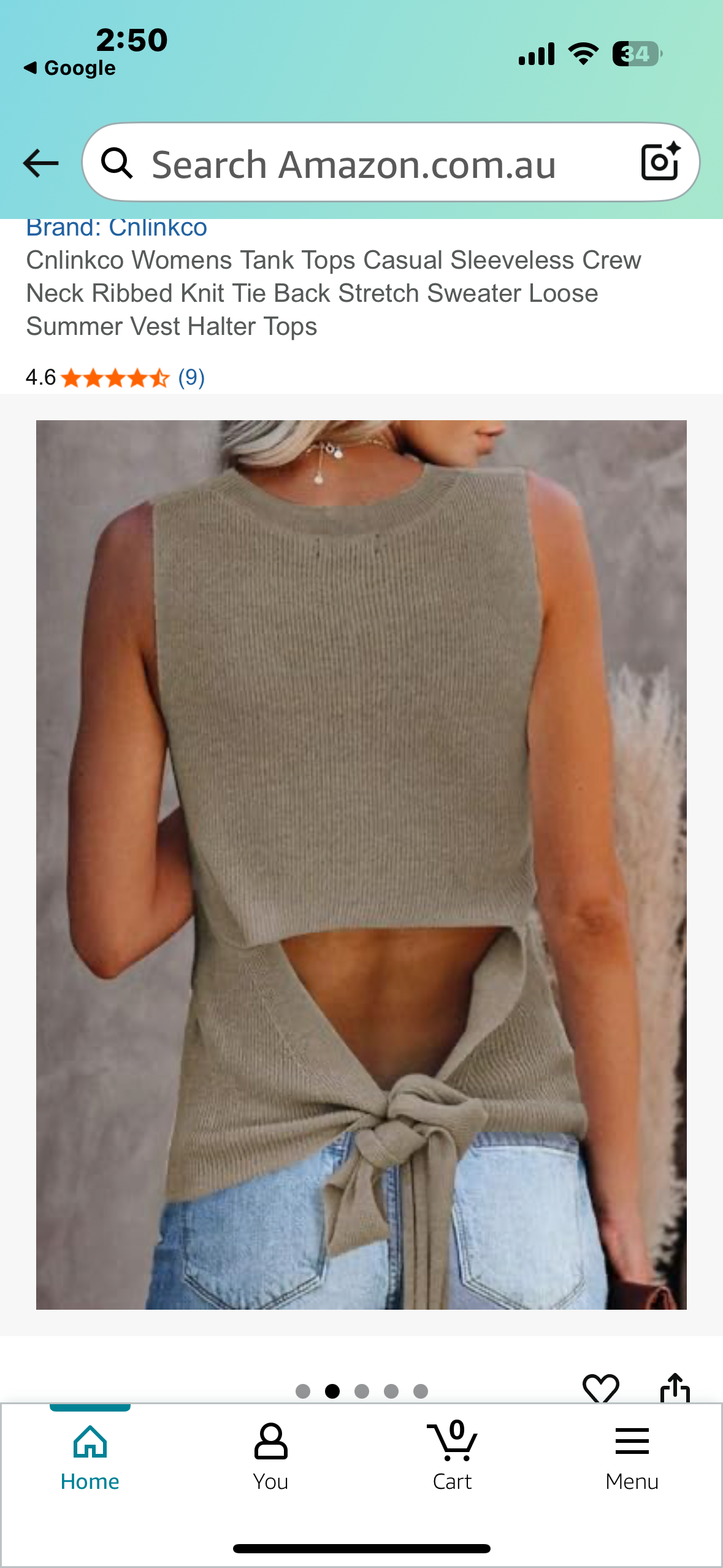 Women’s Casual Sleeveless Crew Neck Ribbed Knit Tie Back Loose Halter Sweater Top (Size S)