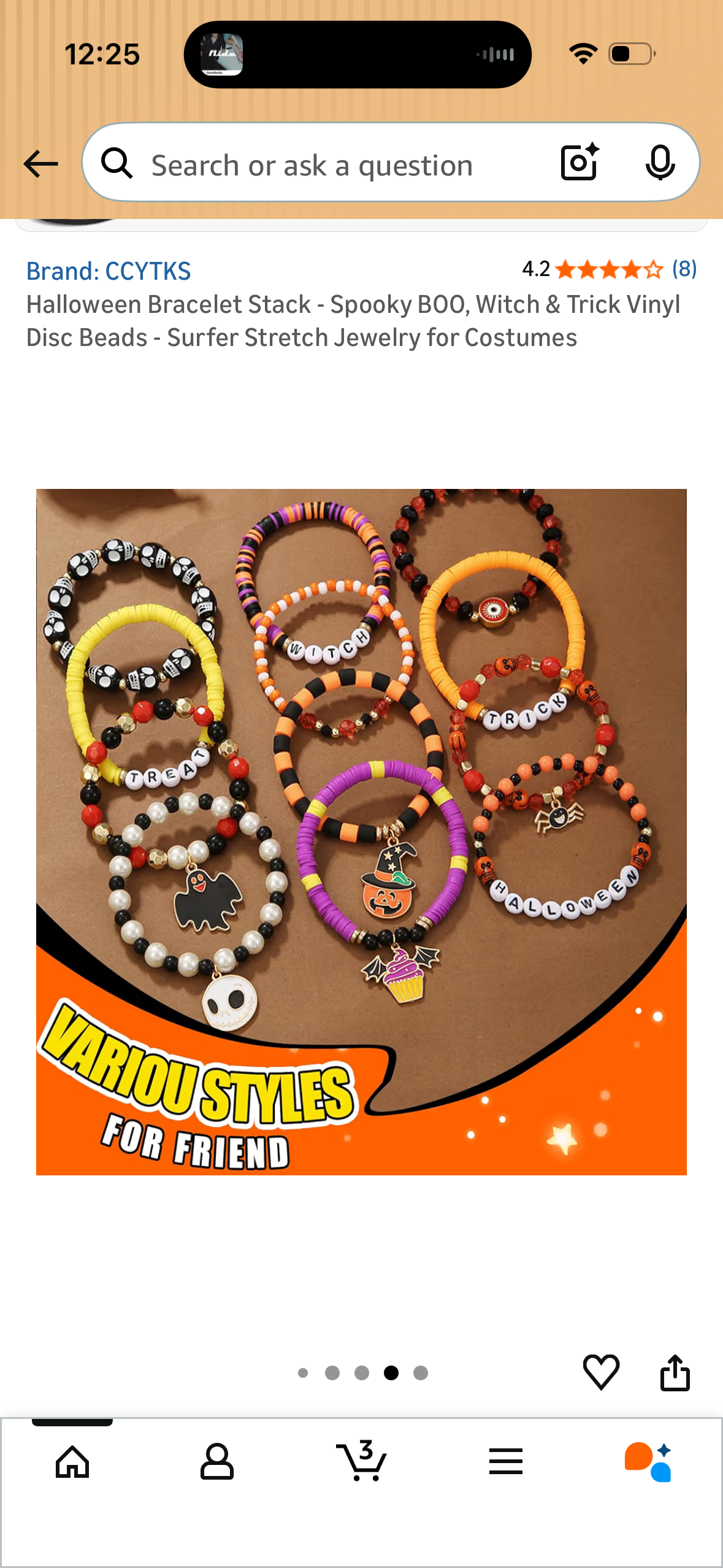 Halloween Bracelet Stack - Spooky BOO, Witch & Trick Vinyl Disc Beads - Surfer Stretch Jewelry for Costumes