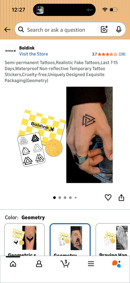 Semi-permanent Tattoos,Realistic Fake Tattoos,Last 7-15 Days, Waterproof Non-reflective Temporary Tattoo Stickers, Cruelty-free, Uniquely Designed Exquisite Packaging(Geometry)