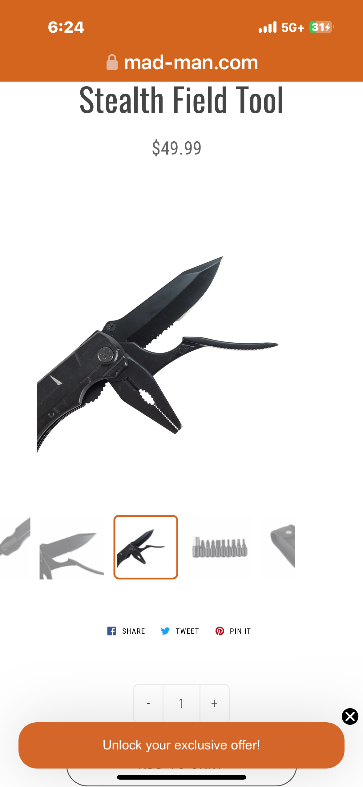 Mad Man Stealth Field Multi-Tool, Men's Accessories Tool Kit