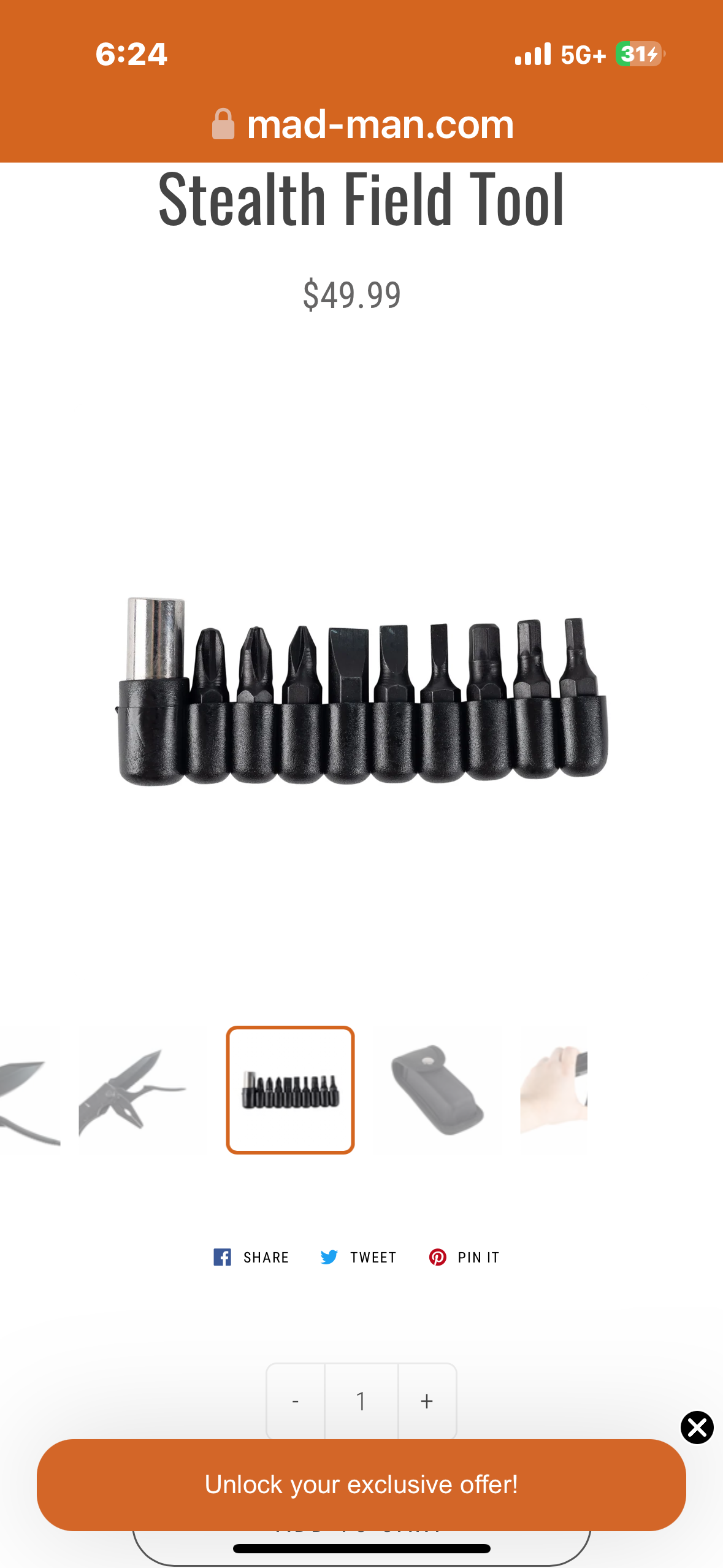 Mad Man Stealth Field Multi-Tool, Men's Accessories Tool Kit