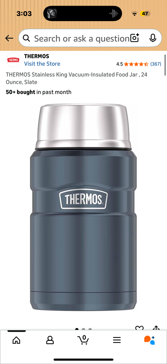 THERMOS Stainless King Vacuum-Insulated Food Jar , 24 Ounce, Slate