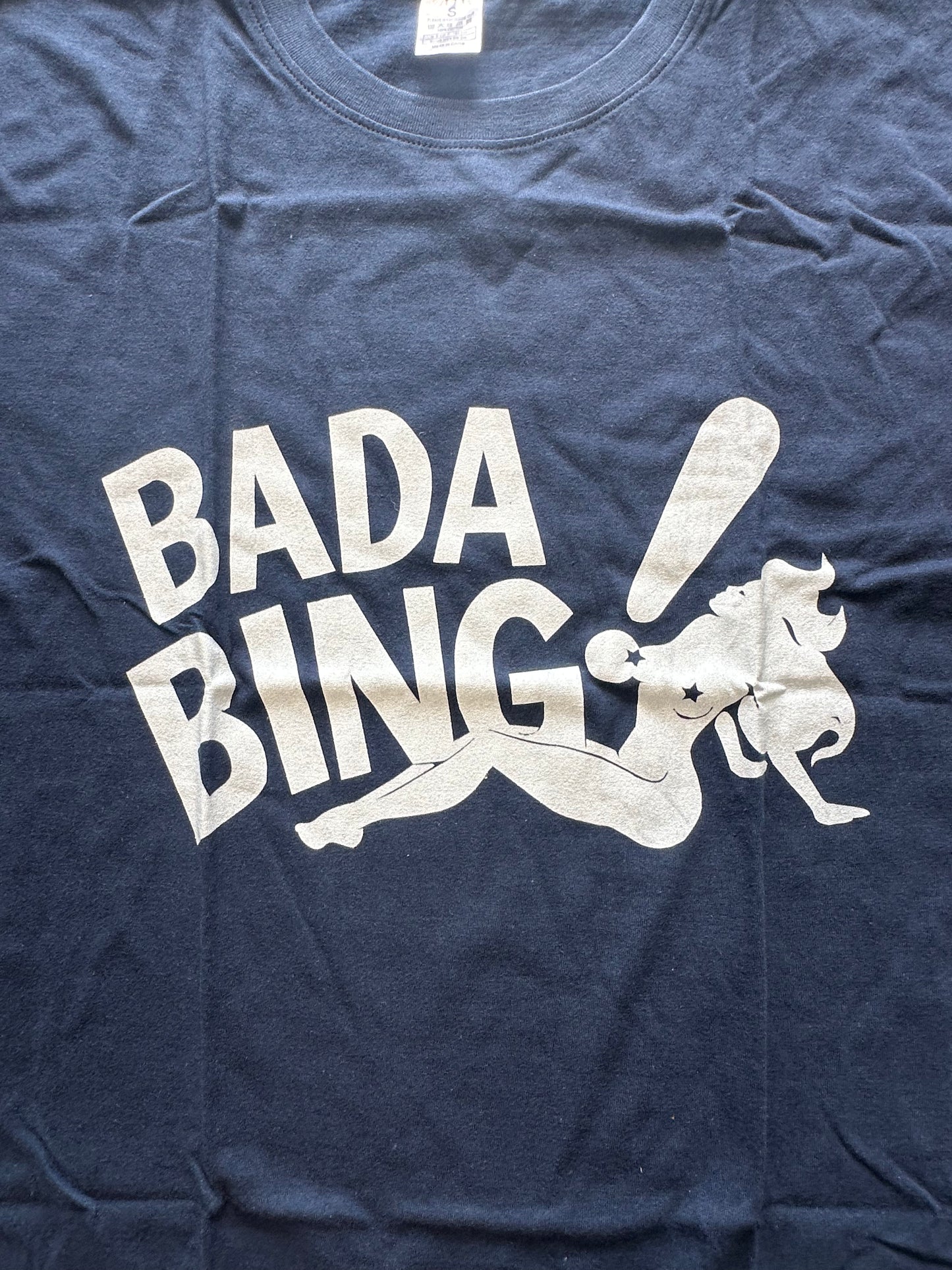 Bada Bing Sopranos TV Show Fan Graphic Short Sleeve Unisex T-Shirt, Navy (Size Small)