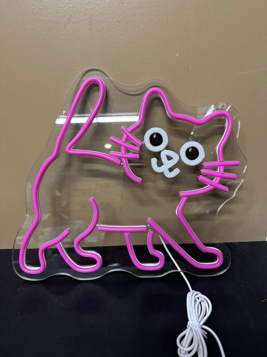 Cat Neon Sign Funny Cat Led Neon Light for Wall Decor Cautiously Cat Sign for Bedroom Zoo Cafe Cat House Restaurant Home Man Cave Home Bar Gift for Girls Kids(13.8in*12.2in)
