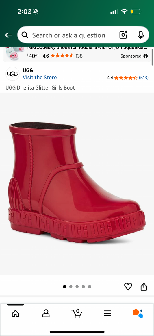 UGG Drizlita Samba Red Girls Boot (Size 6 Big Kid)