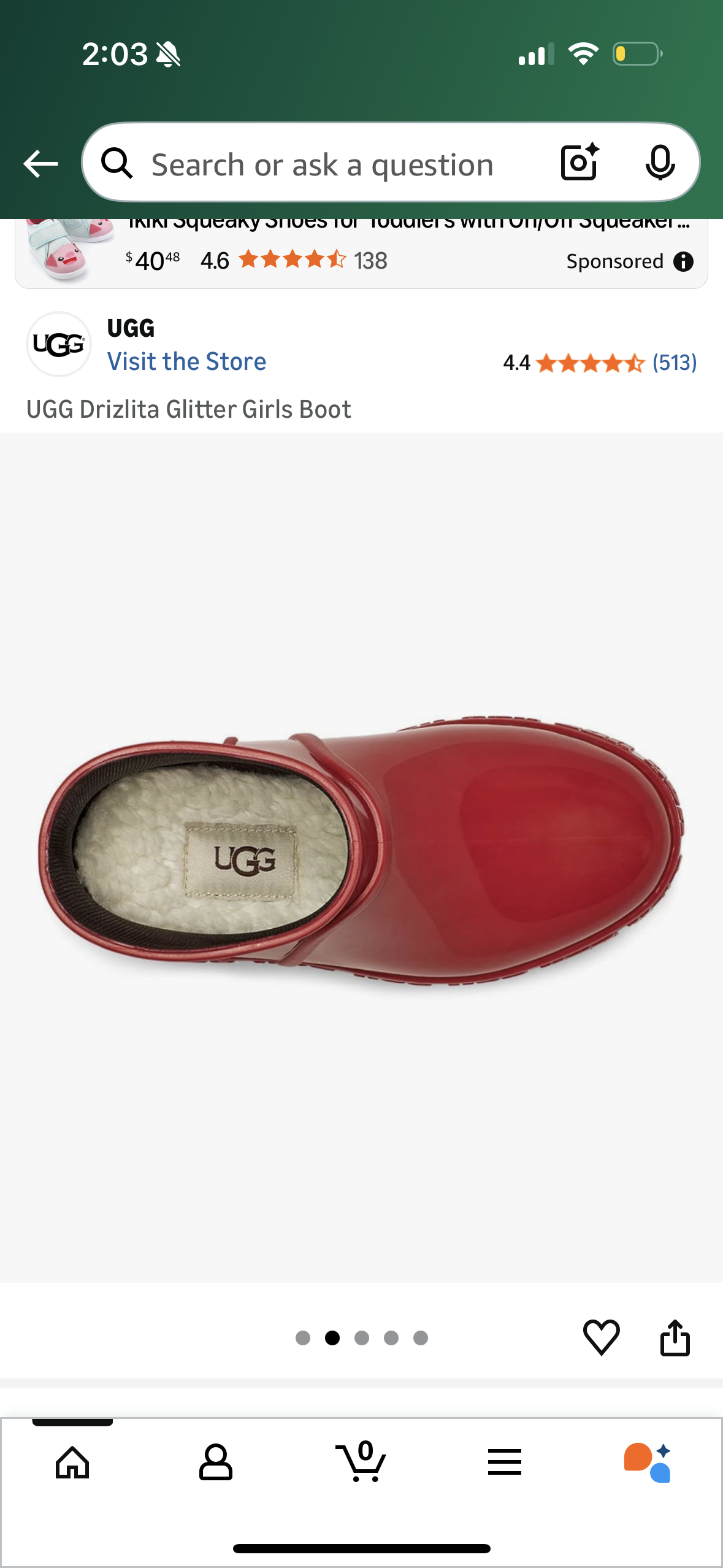 UGG Drizlita Samba Red Girls Boot (Size 6 Big Kid)