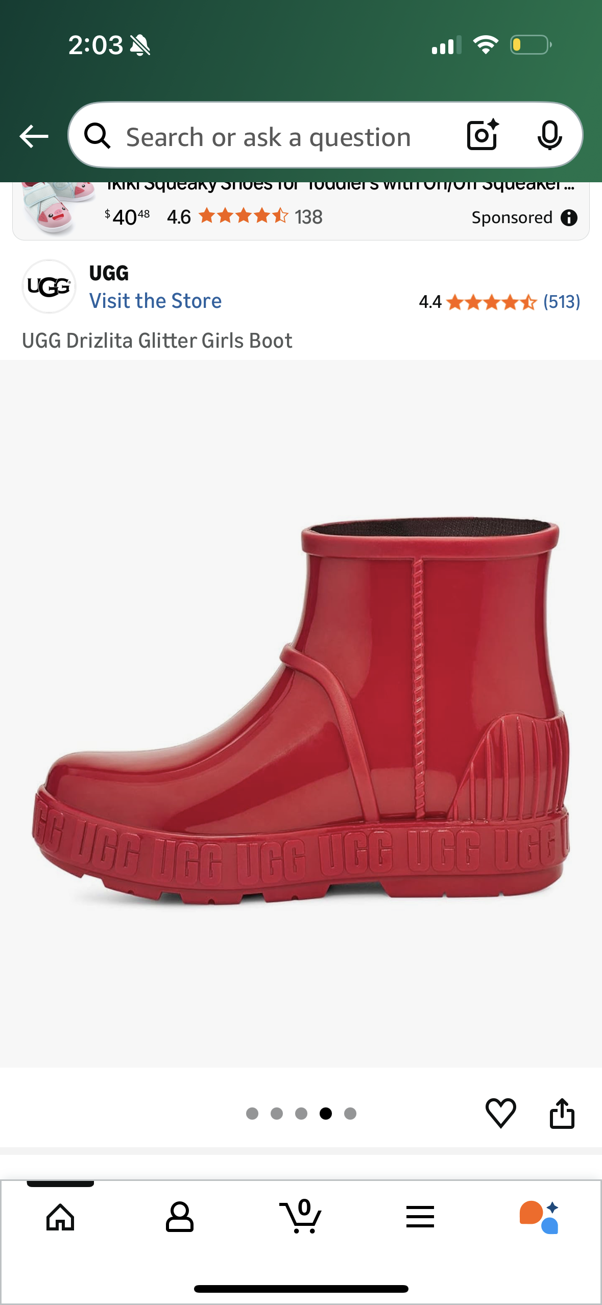 UGG Drizlita Samba Red Girls Boot (Size 6 Big Kid)