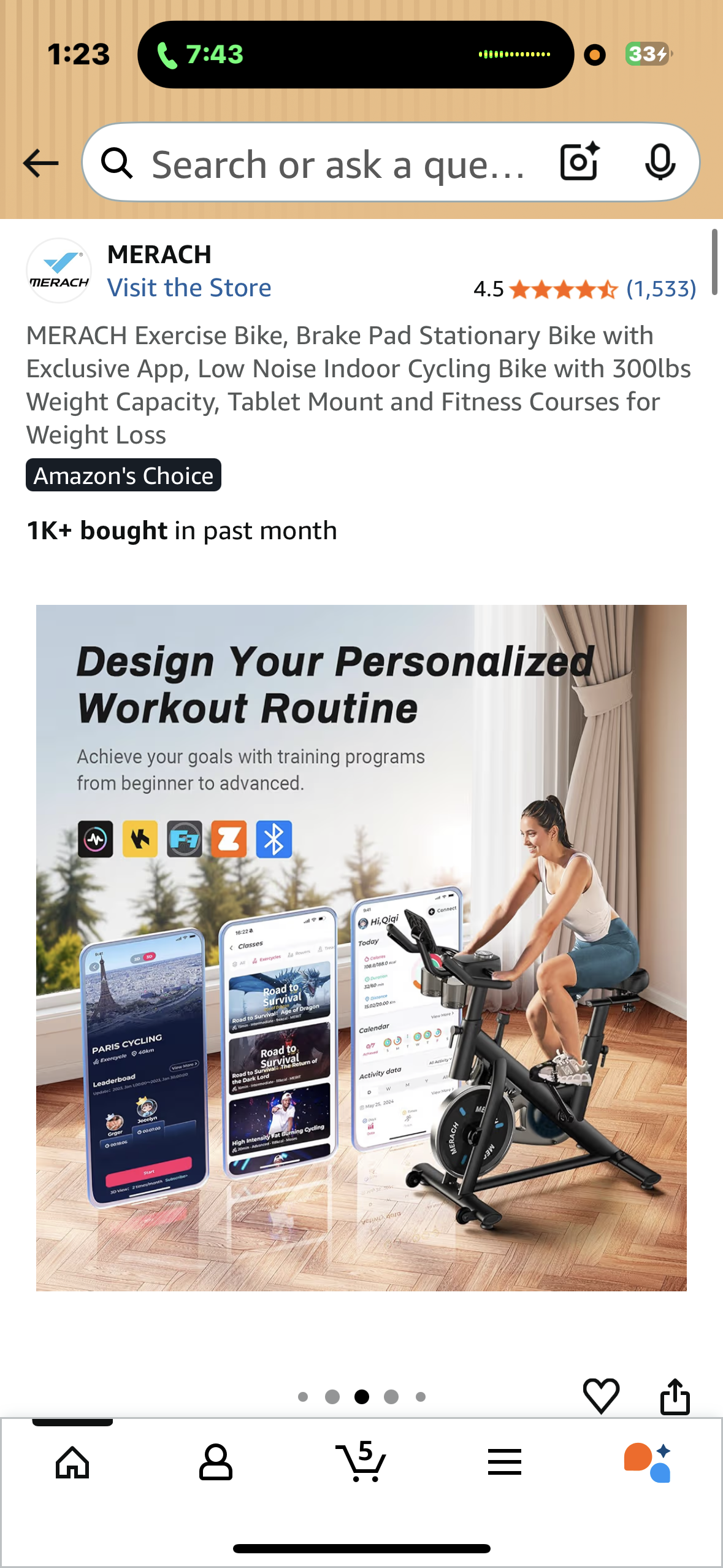 MERACH Exercise Bike, Stationary Bike with Exclusive App, Low Noise Indoor Cycling Bike with 300lbs Weight Capacity, Tablet Mount (W534)