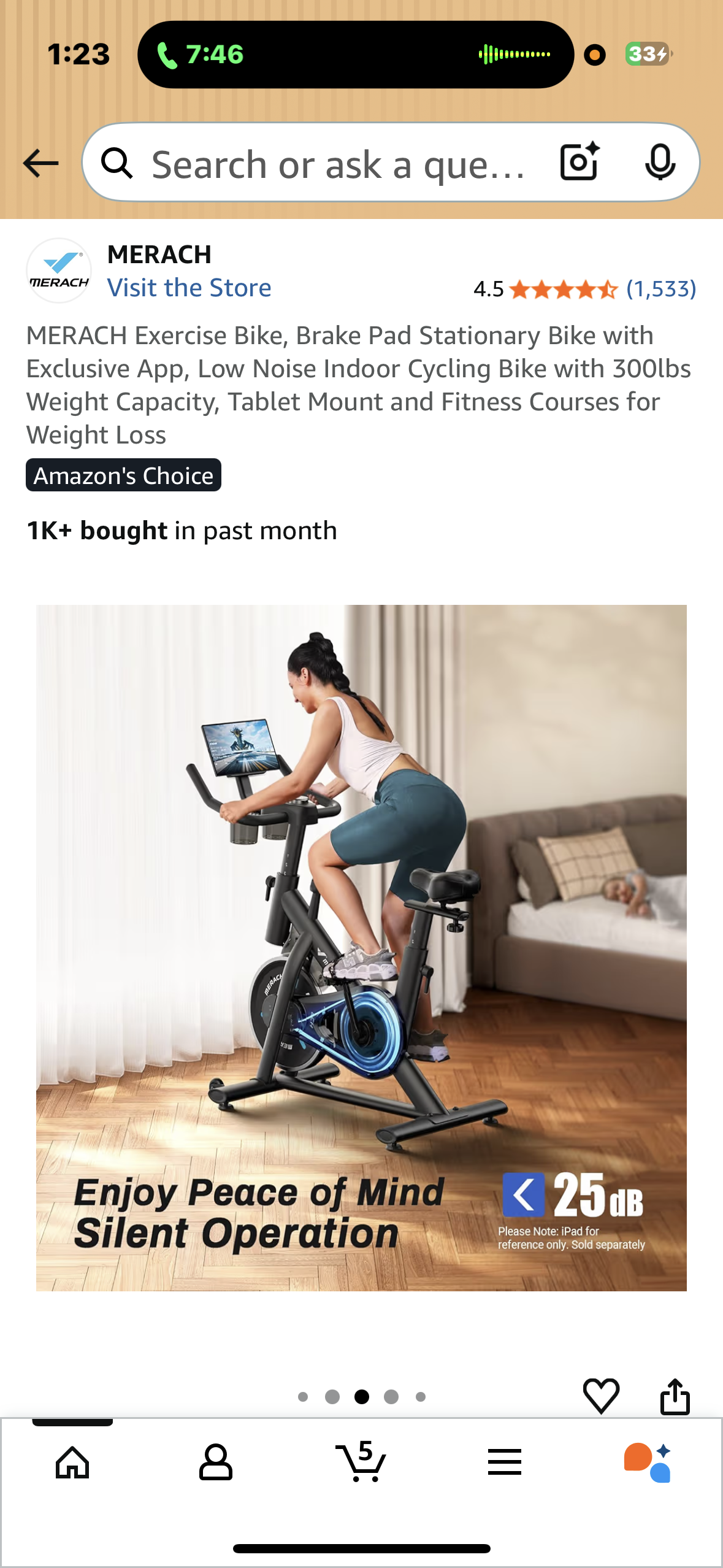 MERACH Exercise Bike, Stationary Bike with Exclusive App, Low Noise Indoor Cycling Bike with 300lbs Weight Capacity, Tablet Mount (W534)