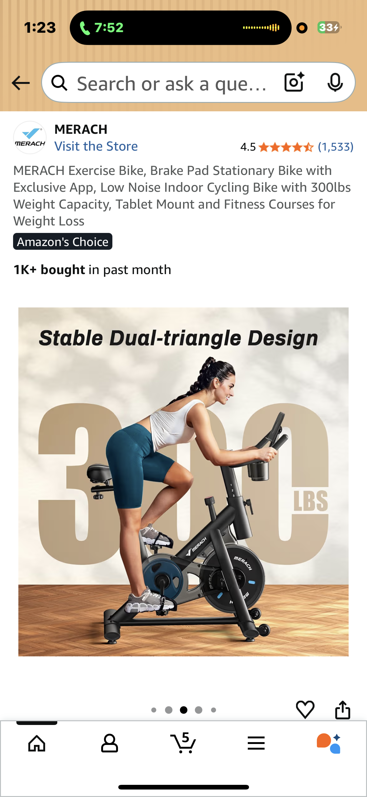 MERACH Exercise Bike, Stationary Bike with Exclusive App, Low Noise Indoor Cycling Bike with 300lbs Weight Capacity, Tablet Mount (W534)