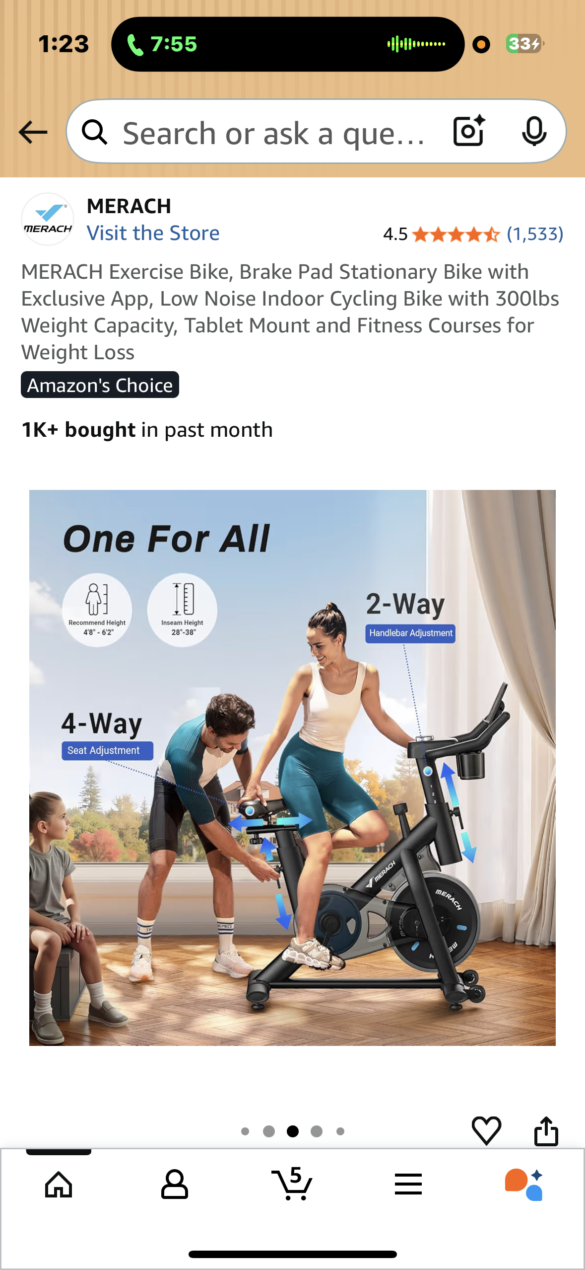 MERACH Exercise Bike, Stationary Bike with Exclusive App, Low Noise Indoor Cycling Bike with 300lbs Weight Capacity, Tablet Mount (W534)