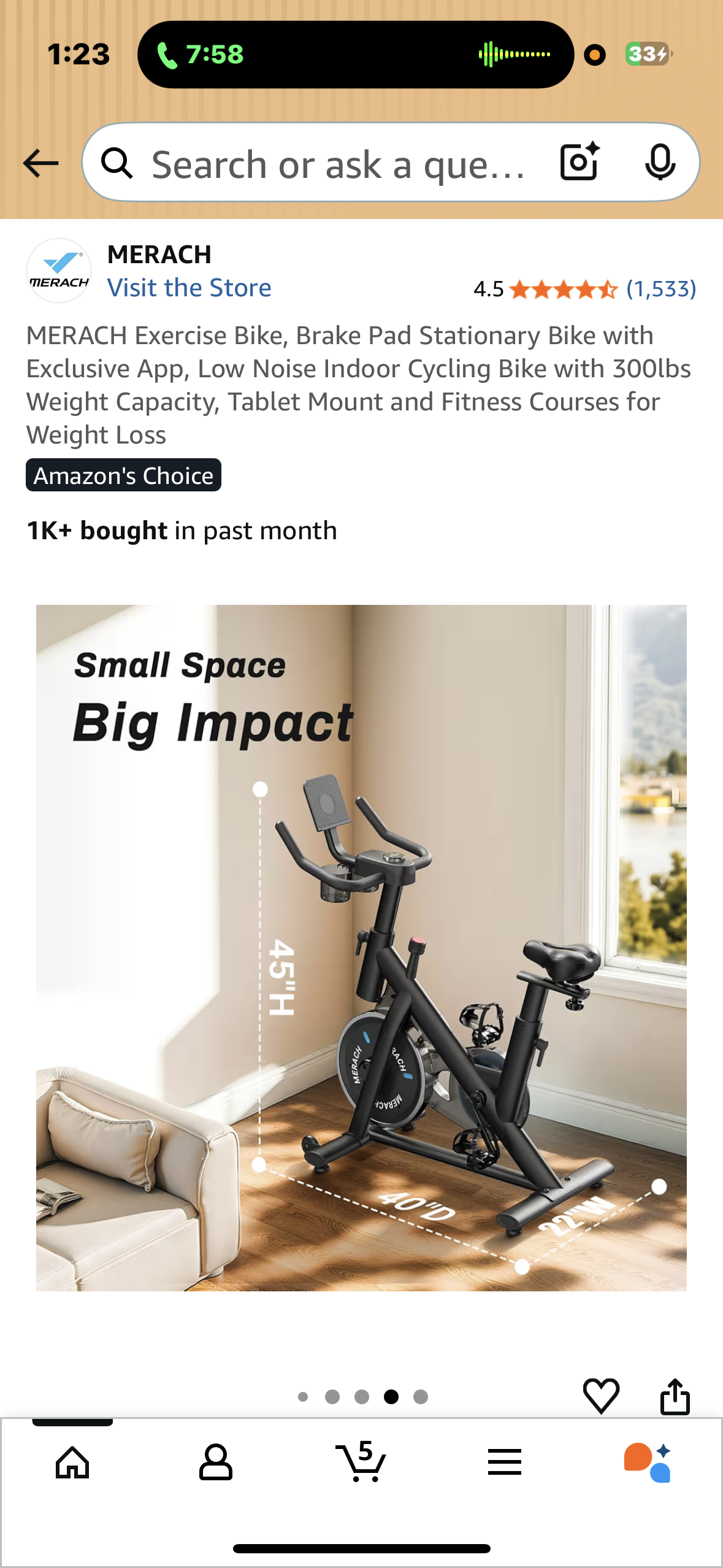 MERACH Exercise Bike, Stationary Bike with Exclusive App, Low Noise Indoor Cycling Bike with 300lbs Weight Capacity, Tablet Mount (W534)