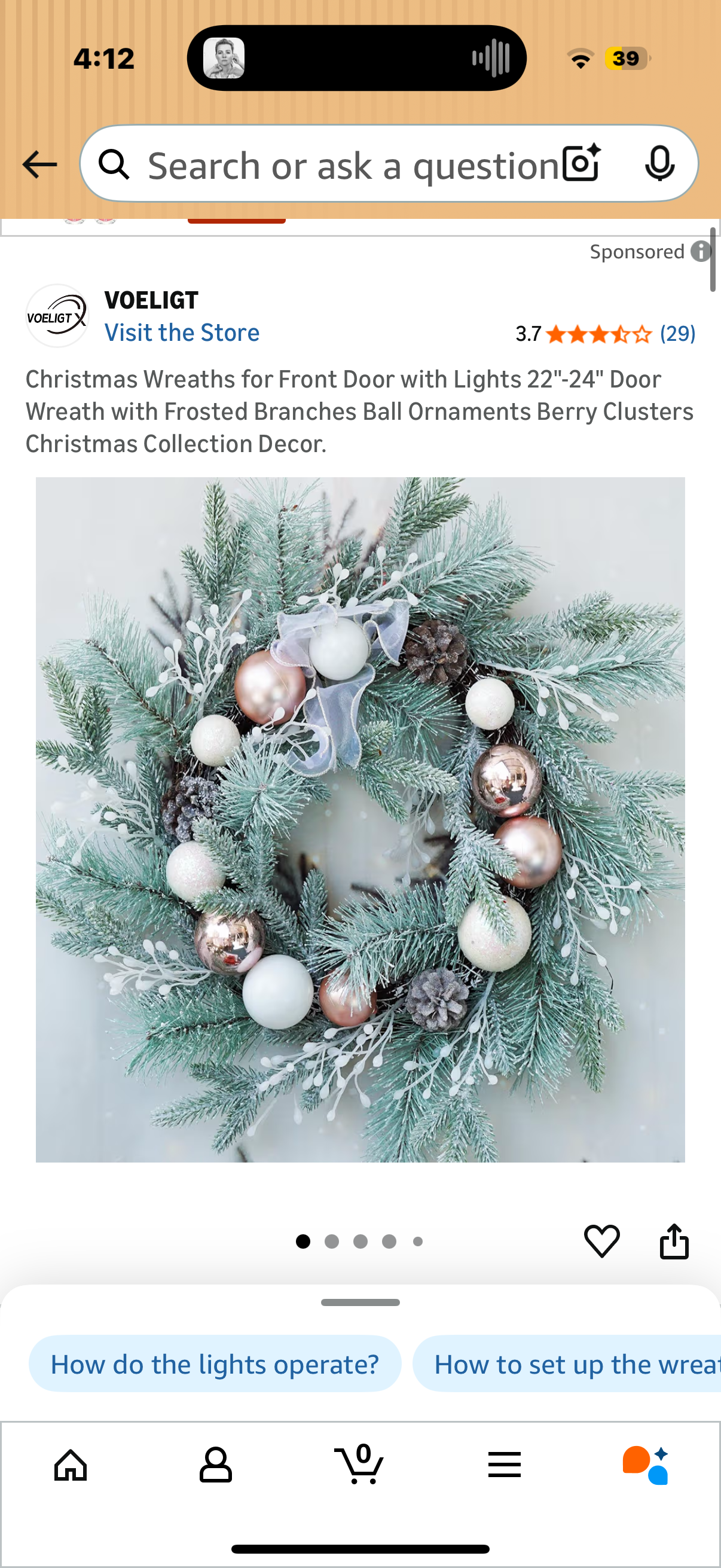 Christmas Wreaths for Front Door with Lights 22"-24" Door Wreath with Frosted Branches Ball Ornaments Berry Clusters Christmas Collection Decor