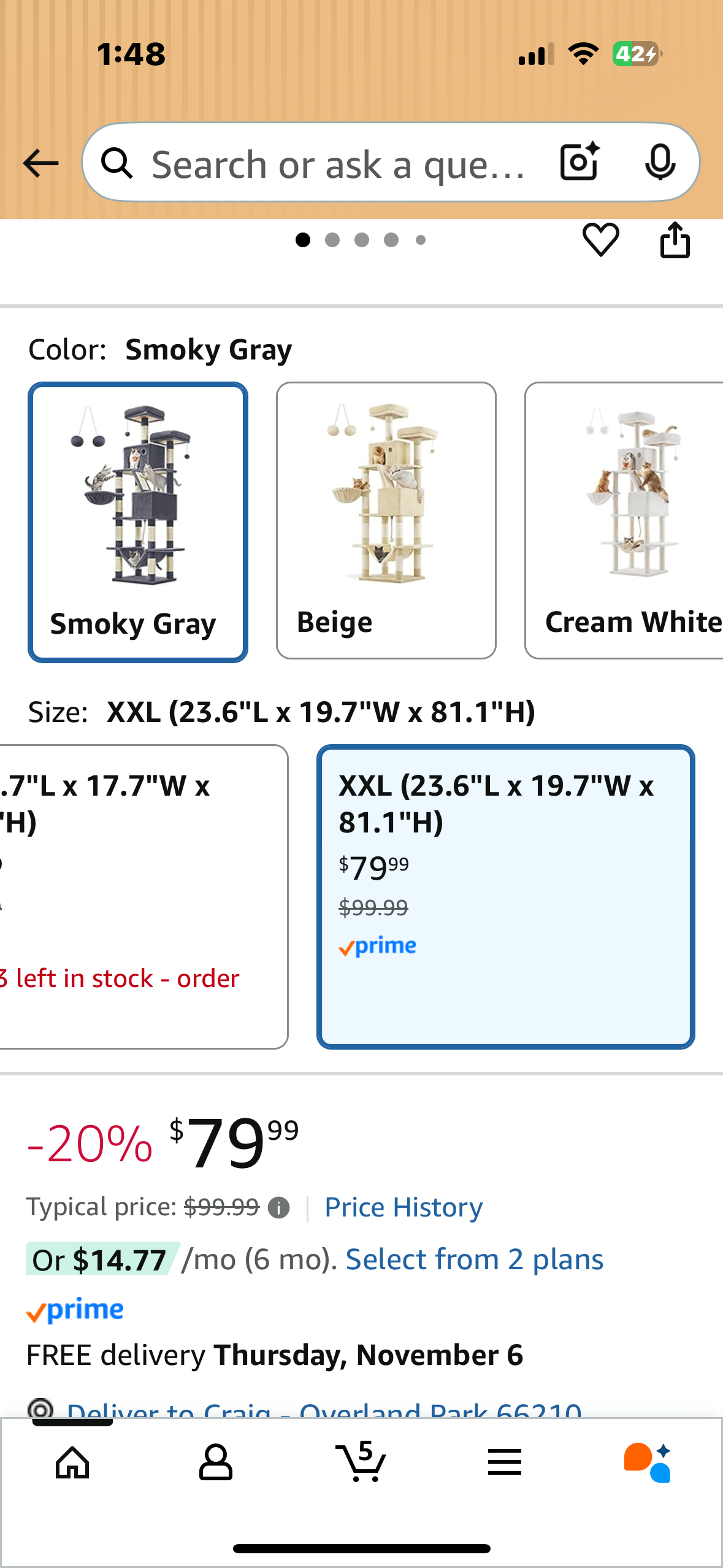 Feandrea Cat Tree, 81.1-Inch Large Cat Tower with 13 Scratching Posts, 2 Perches, 2 Caves, Basket, Hammock, Pompoms, Multi-Level Plush Cat Condo for Indoor Cats, Smoky Gray (R717)