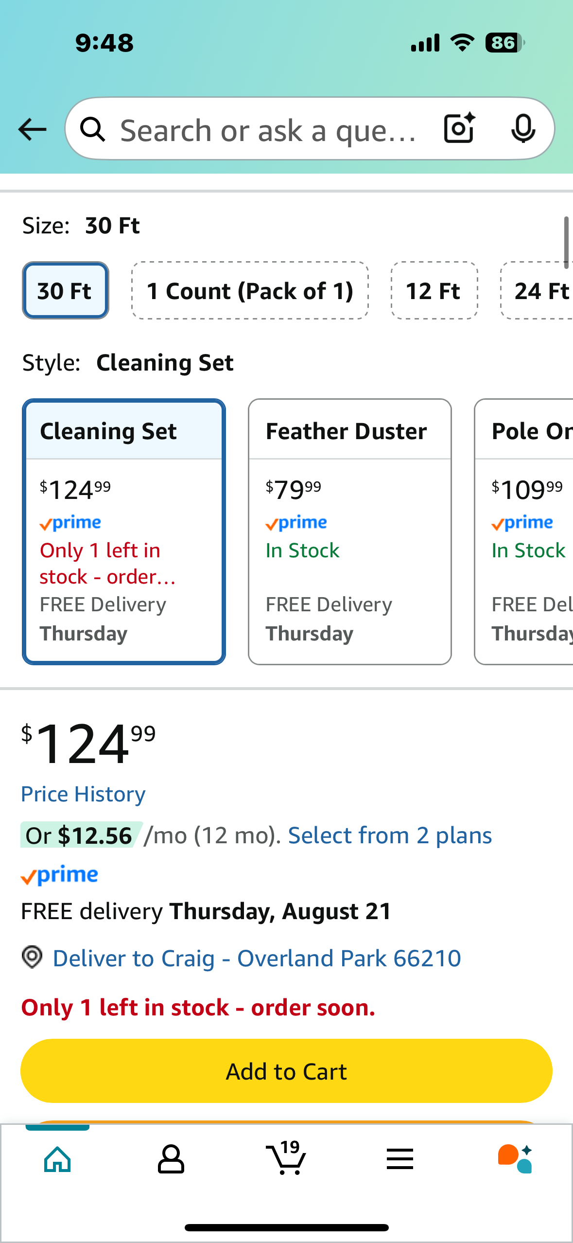 DOCA Telescoping Pole 7-30 Ft - Extension Pole for Cleaning, Feather Duster, Window Washing Kit, Paint Roller, Window Squeegee - High Reach Extendable Kit for Indoor & Outdoor - Cleaning Set (G816)