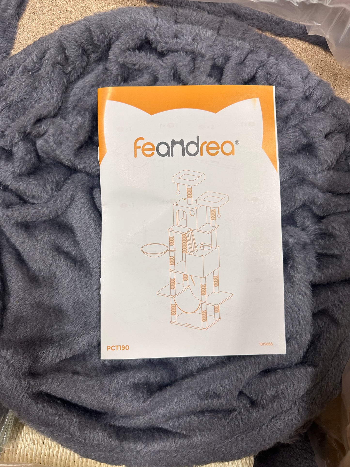 Feandrea Cat Tree, 81.1-Inch Large Cat Tower with 13 Scratching Posts, 2 Perches, 2 Caves, Basket, Hammock, Pompoms, Multi-Level Plush Cat Condo for Indoor Cats, Smoky Gray (R717)